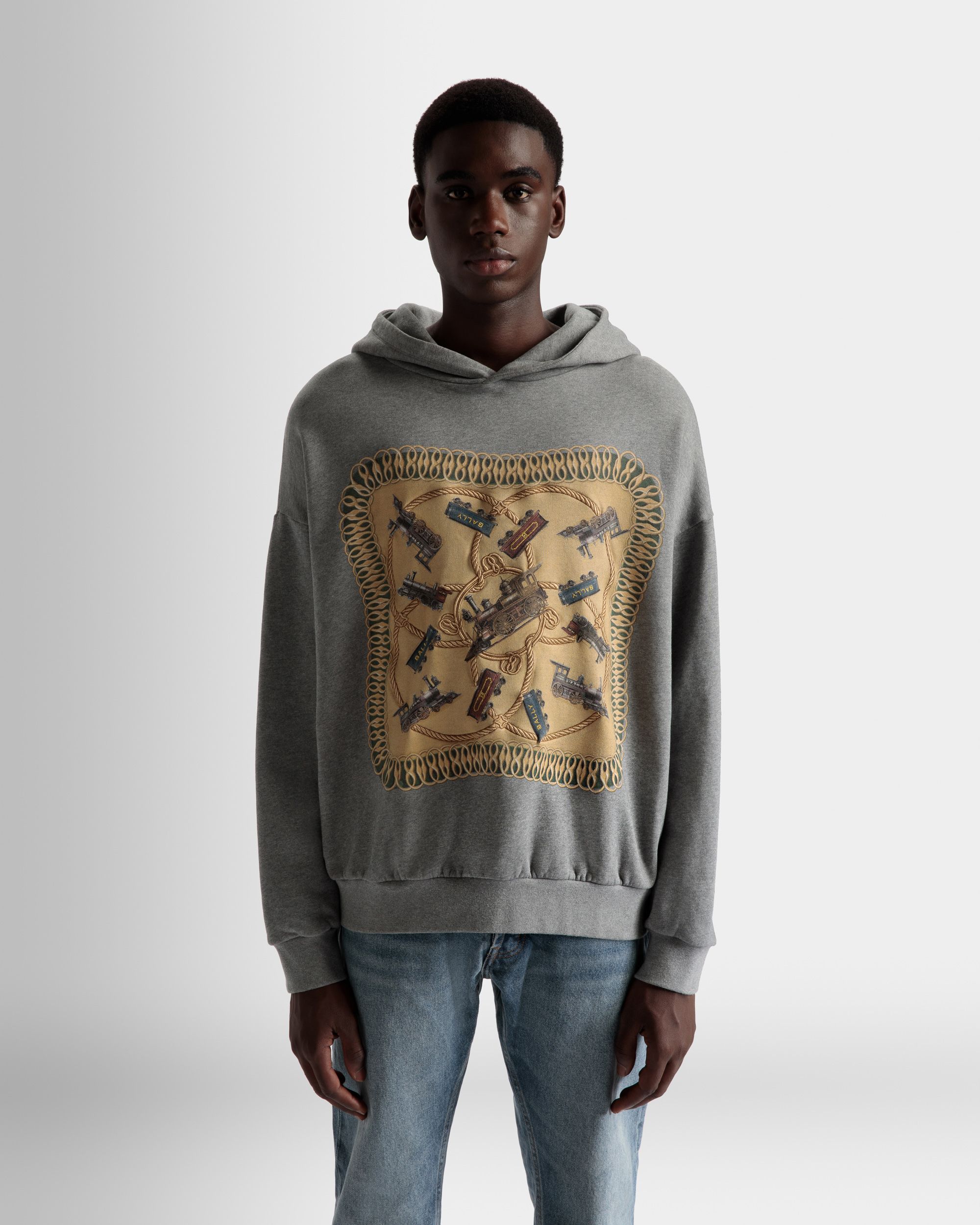 Bally Global - Sudadera Con Capucha Y Estampado Train De Algodón En Gris Jaspeado - Gris