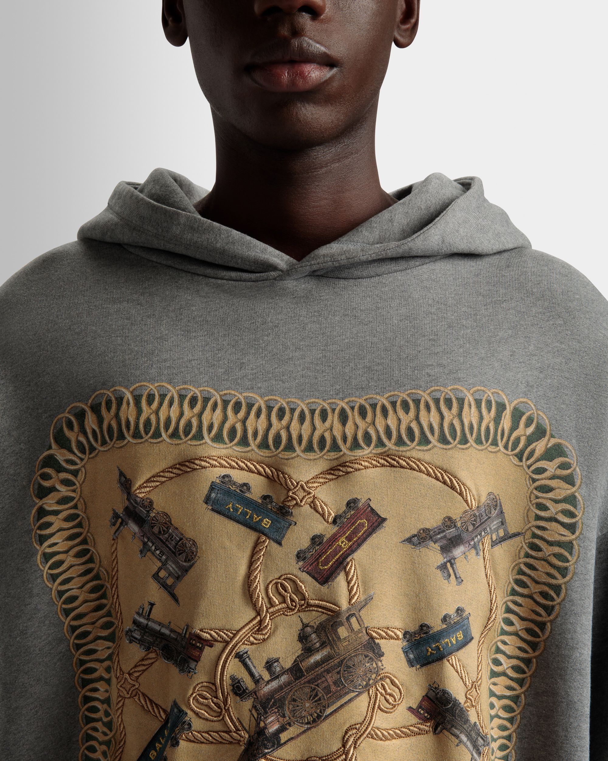 Bally Global - Sudadera Con Capucha Y Estampado Train De Algodón En Gris Jaspeado - Gris