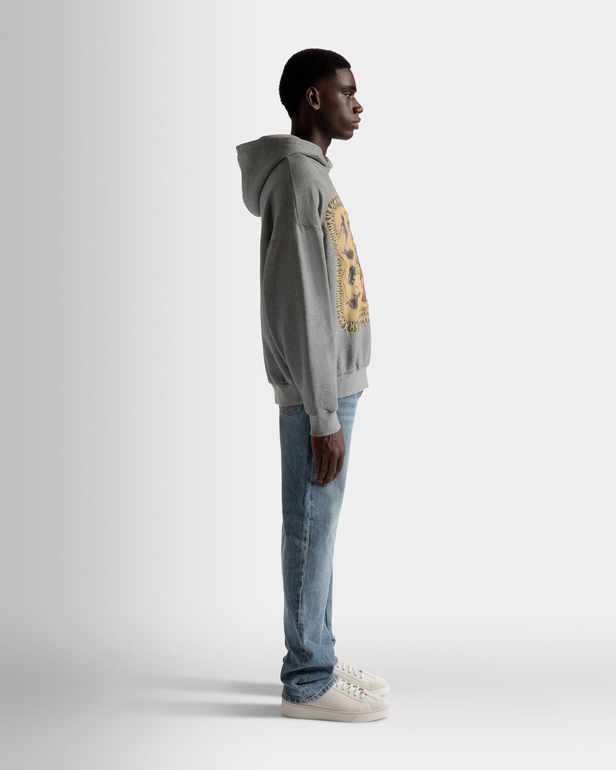 Bally Global - Sudadera Con Capucha Y Estampado Train De Algodón En Gris Jaspeado - Gris