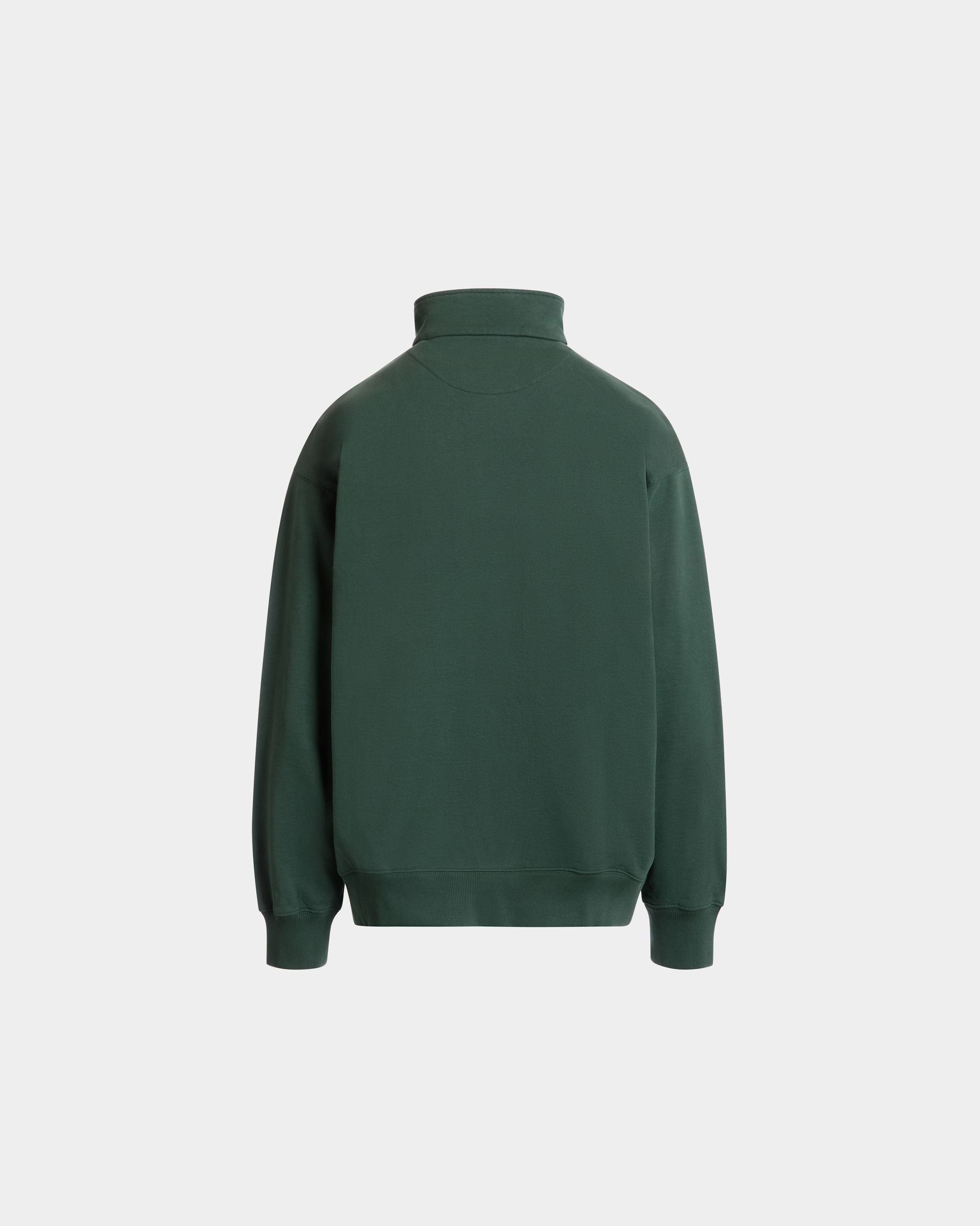 Bally Global - Sudadera De Cuello Alto De Algodón Verde Con Bordado Train - Verde