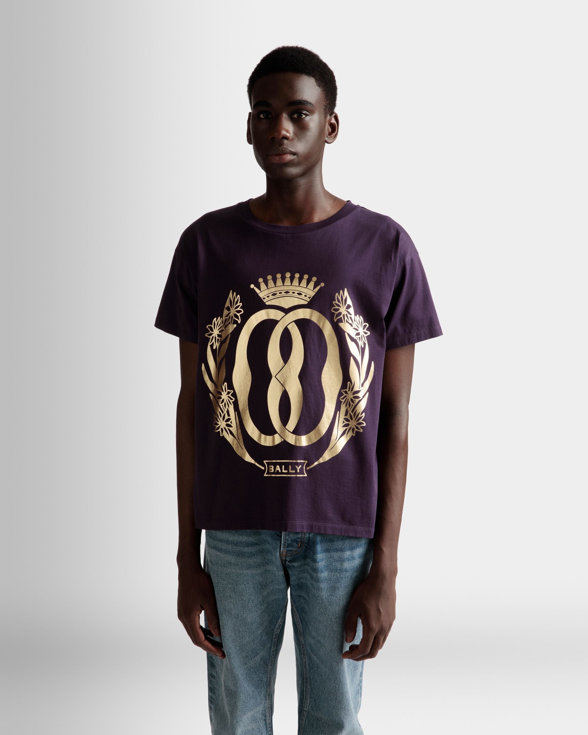 Bally Global - Foiled T-Shirt In Orchid Cotton - Purple