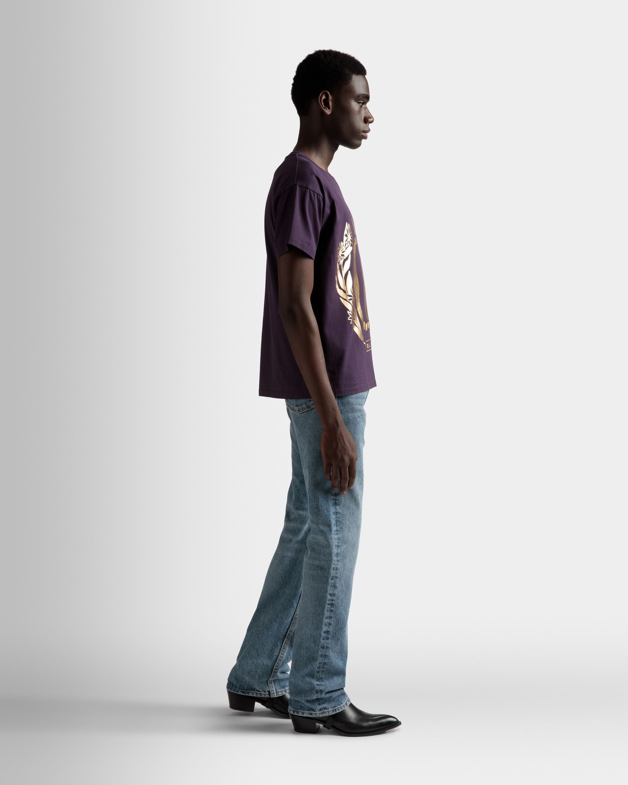 Bally Global - Foiled T-Shirt In Orchid Cotton - Purple