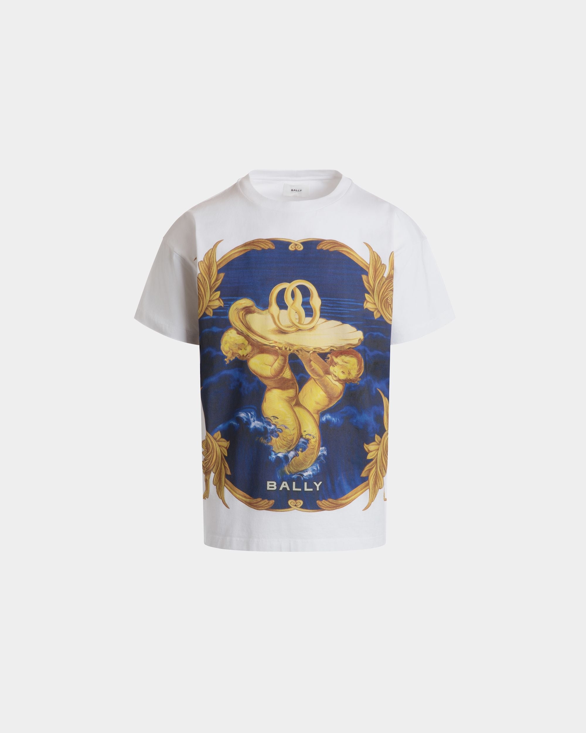 Bally Global - T-shirt in White Cotton with an Emblem Print - Blanco