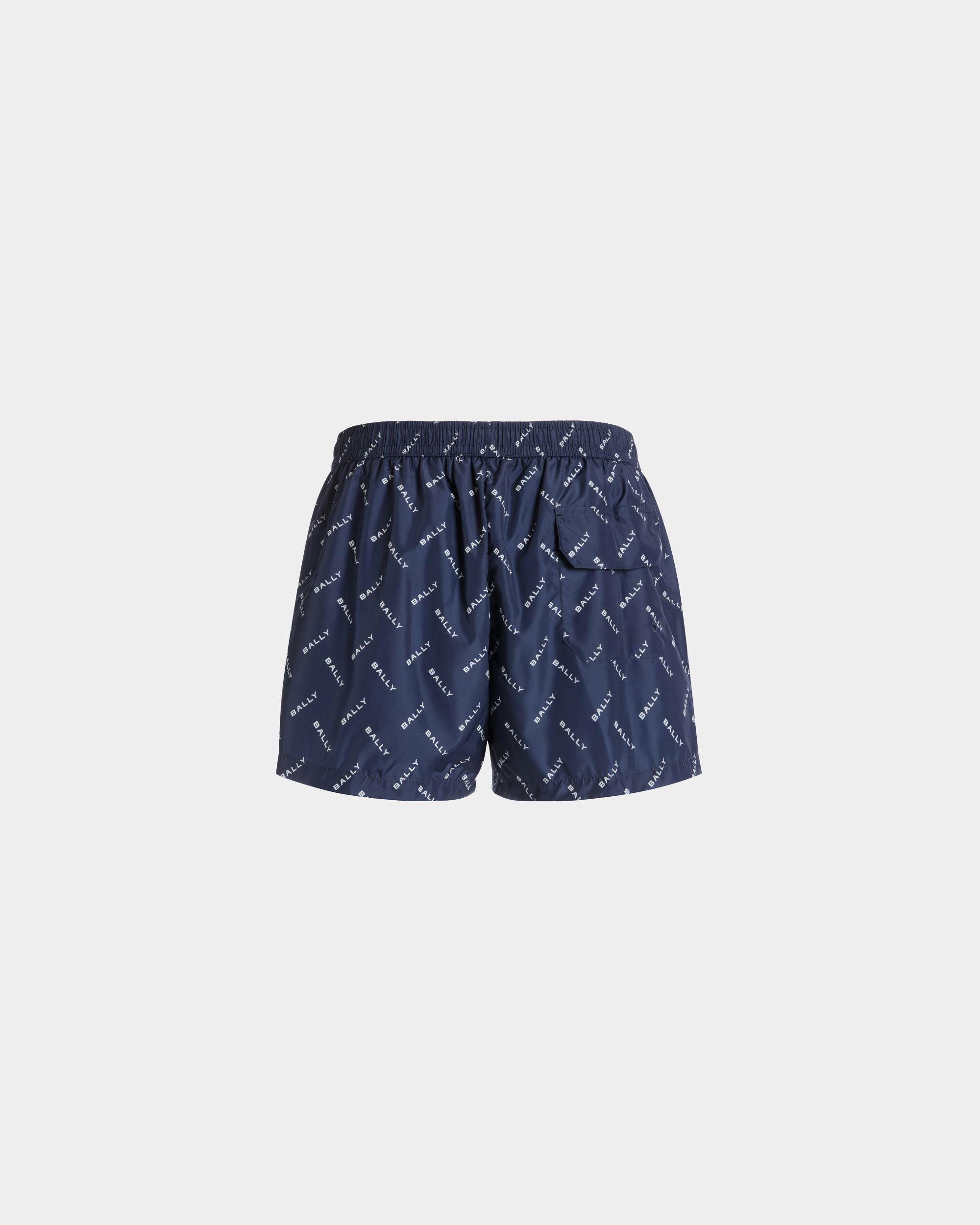 Bally Global - Bañador De Tela Azul Con Logo Estampado - Azul