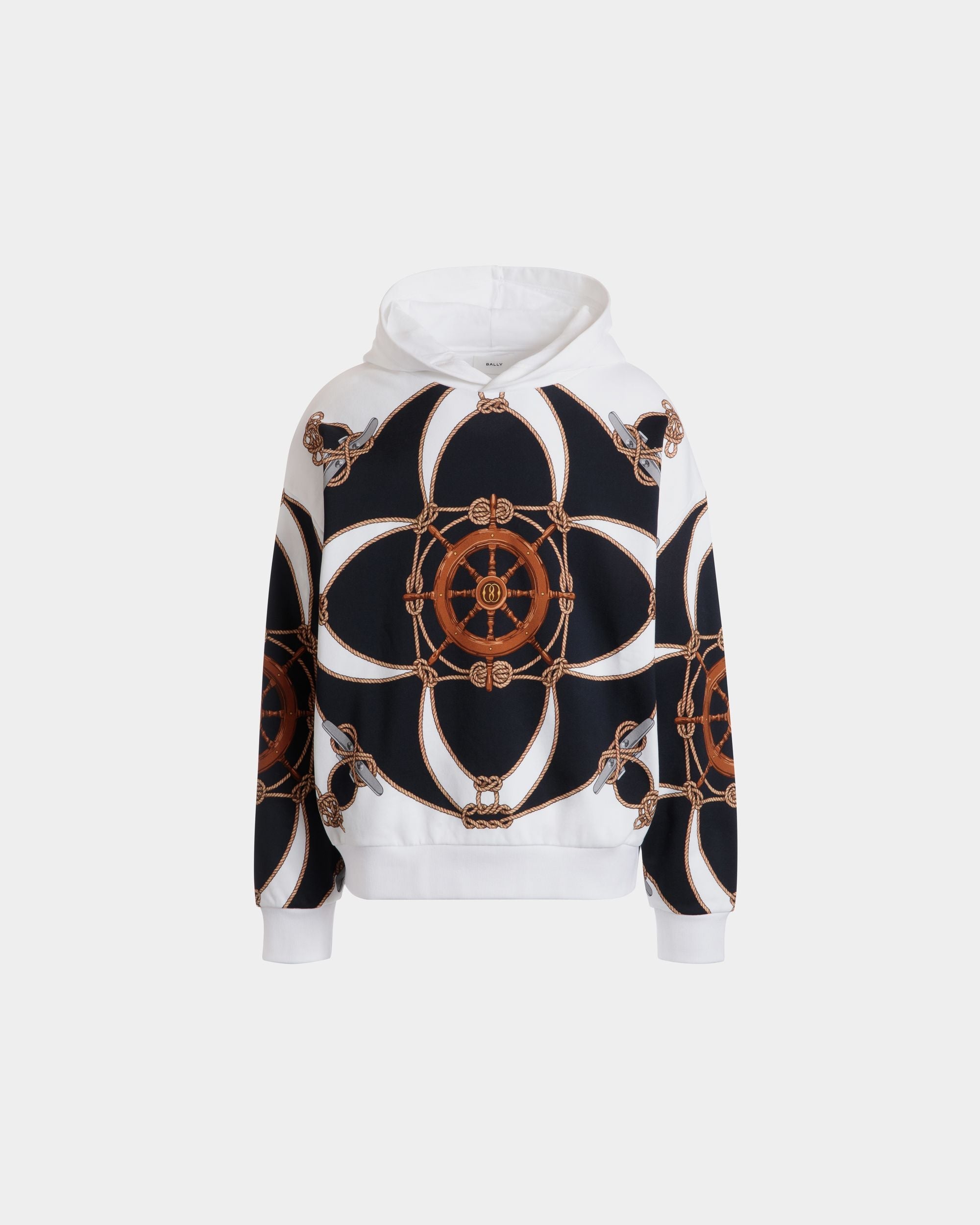 Bally Global - Sudadera Con Capucha De Algodón Blanco Con Estampado - Blanco
