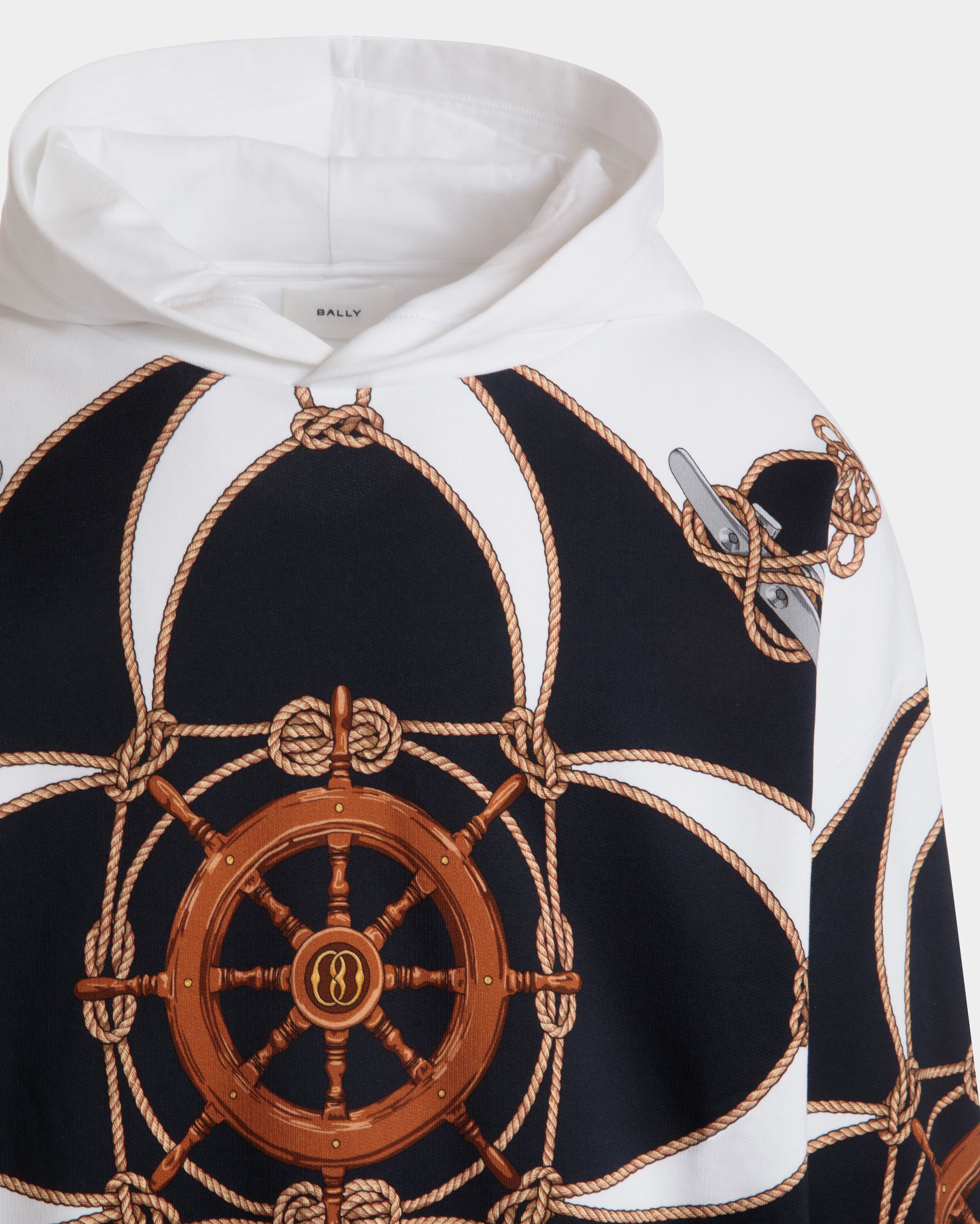 Bally Global - Sudadera Con Capucha De Algodón Blanco Con Estampado - Blanco