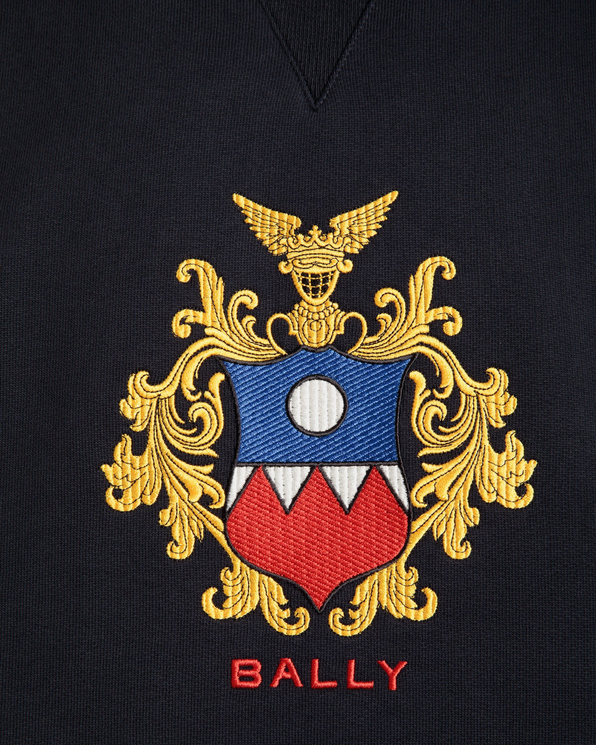 Bally Global - Hoodie With Bally Crest Logo In Navy Blue Cotton - Azul
