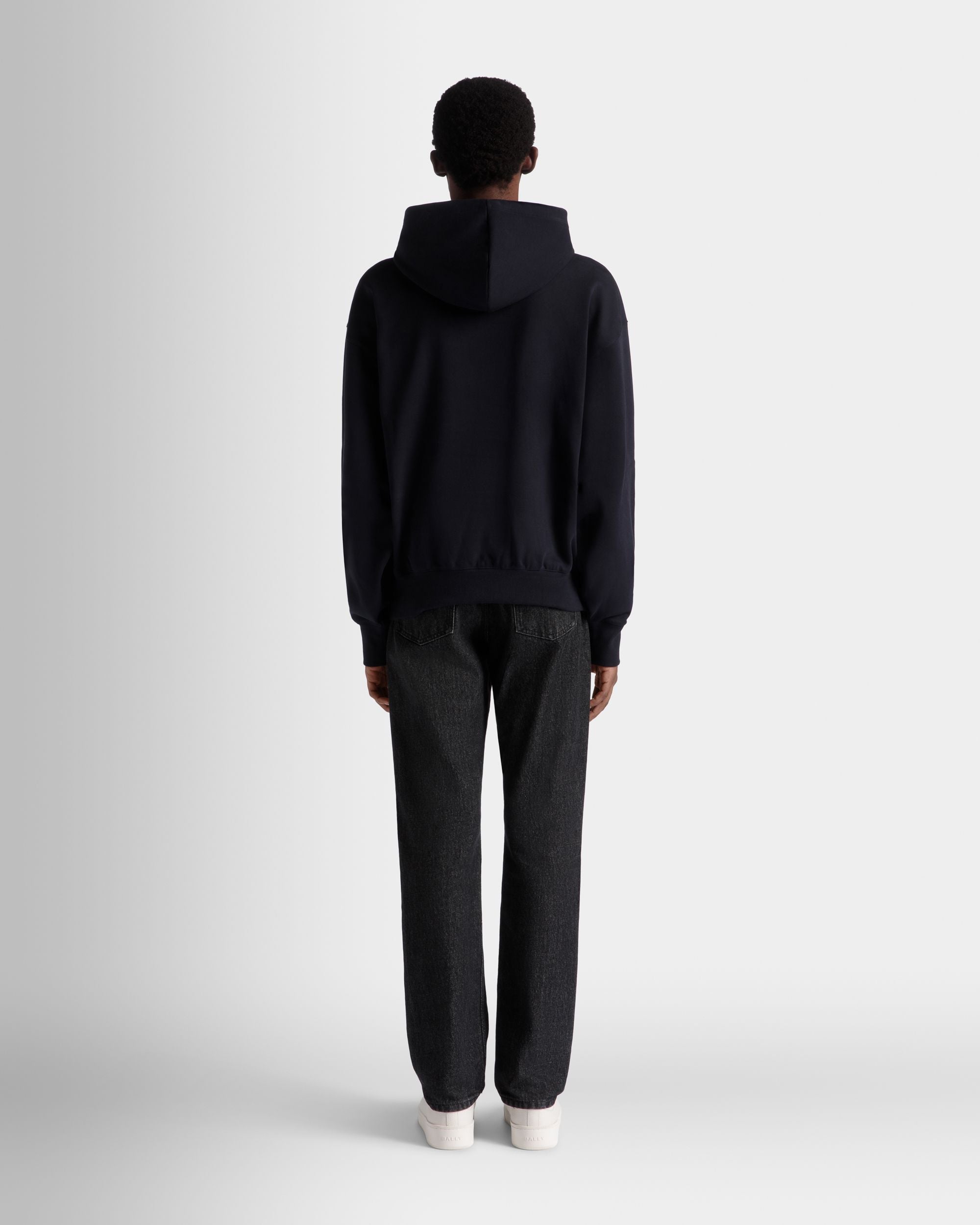 Bally Global - Hoodie With Bally Crest Logo In Navy Blue Cotton - Azul