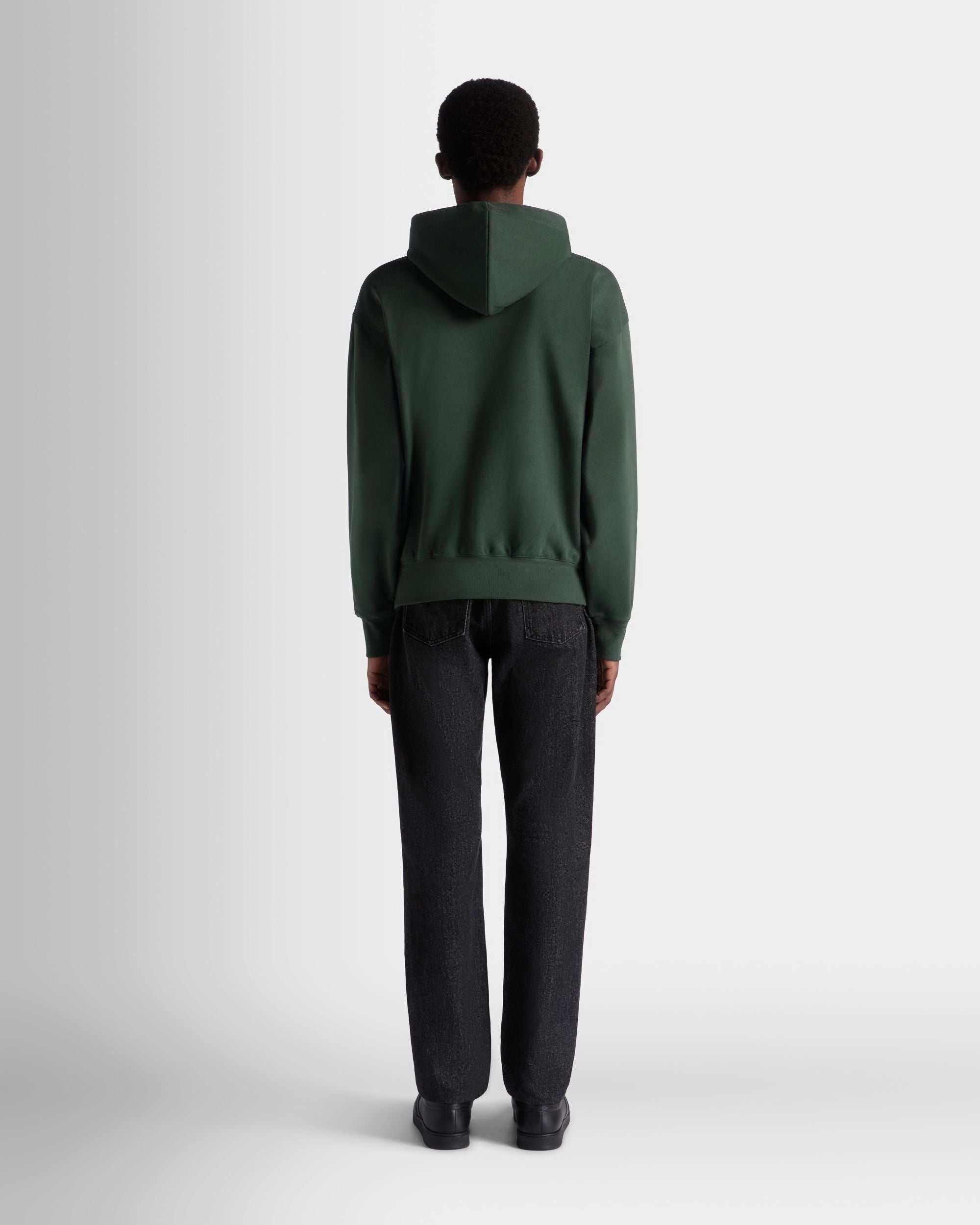 Bally Global - Hoodie With Bally Crest Logo In Bottle Green Cotton - Green