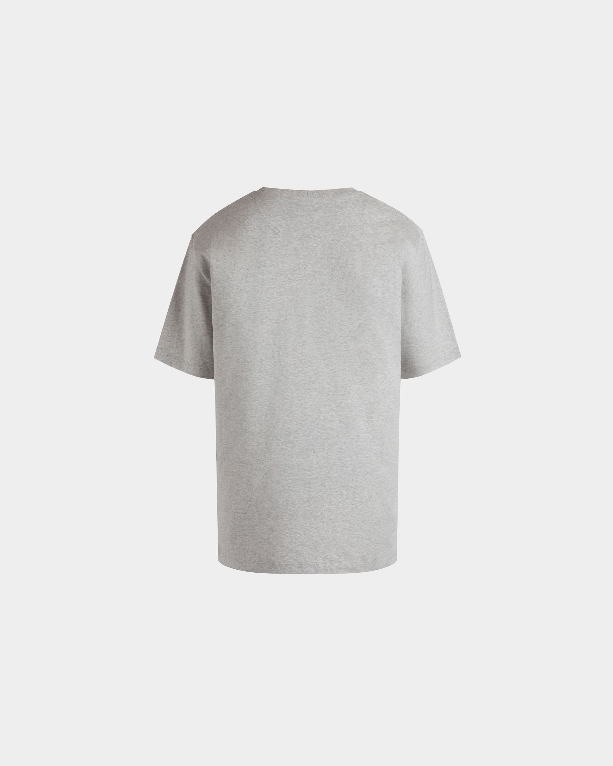 Bally Global - T-Shirt With Bally Crest Label In Grey Melange Cotton - Gris