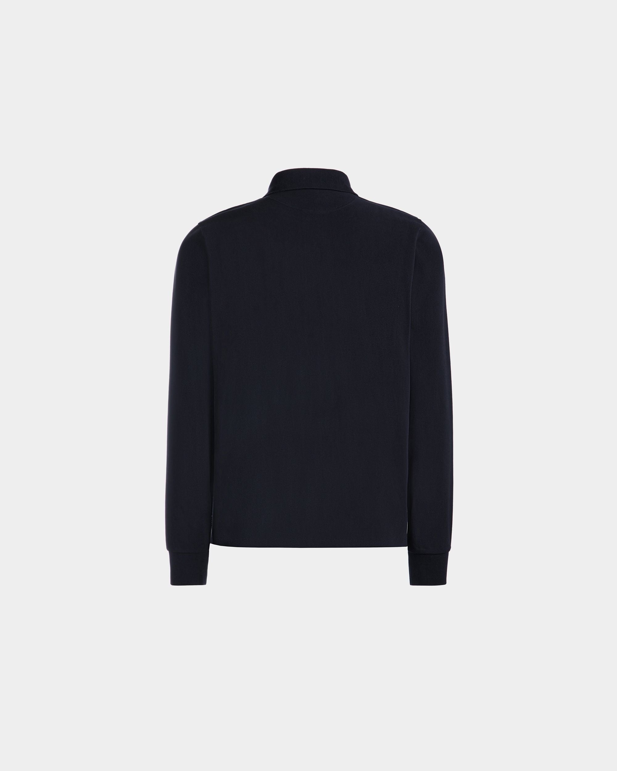 Bally Global - Polo À Manches Longues Pour Homme En Coton Navy Blue - Bleu