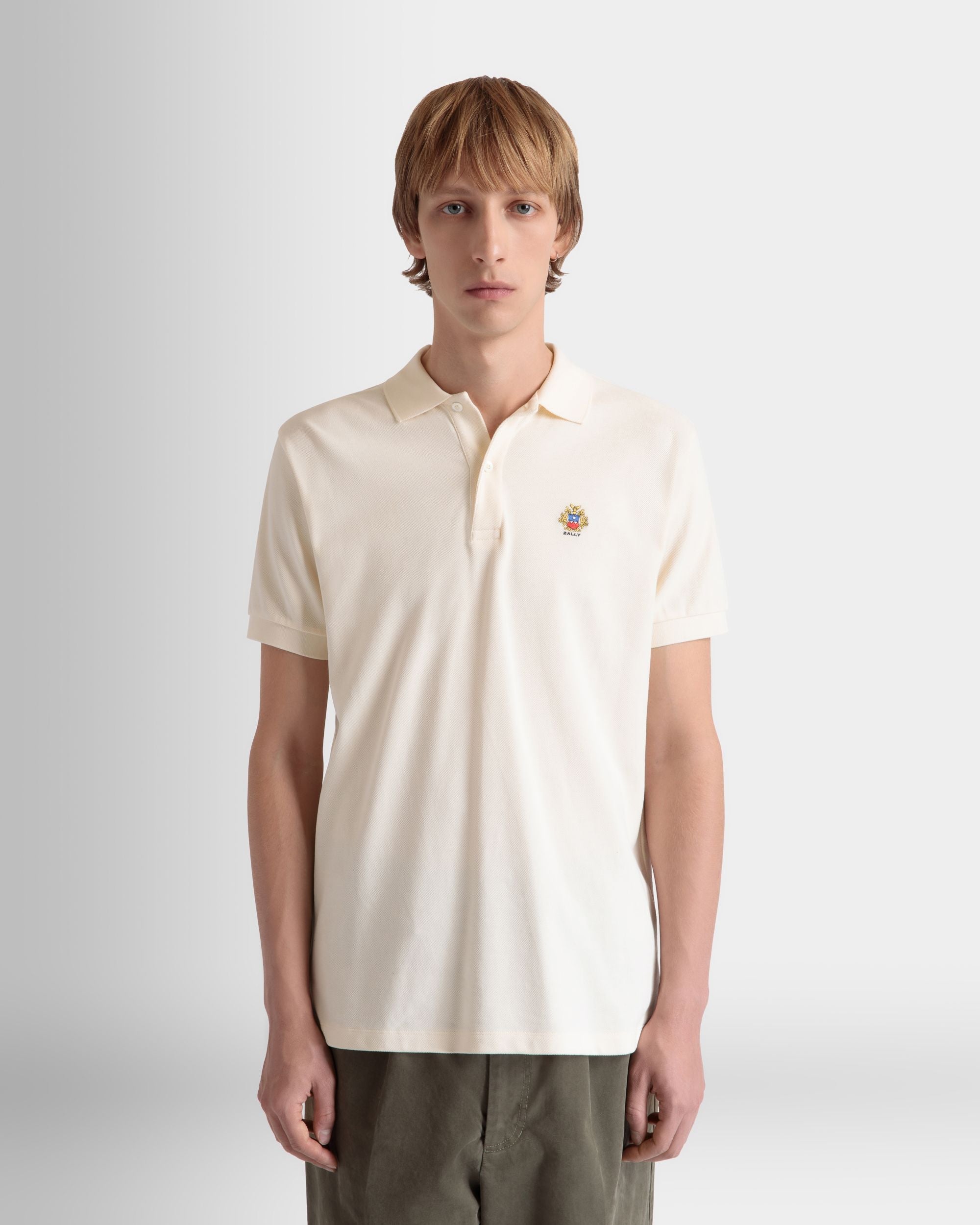 Bally Global - Polo With a Bally Crest Logo In White Cotton - White
