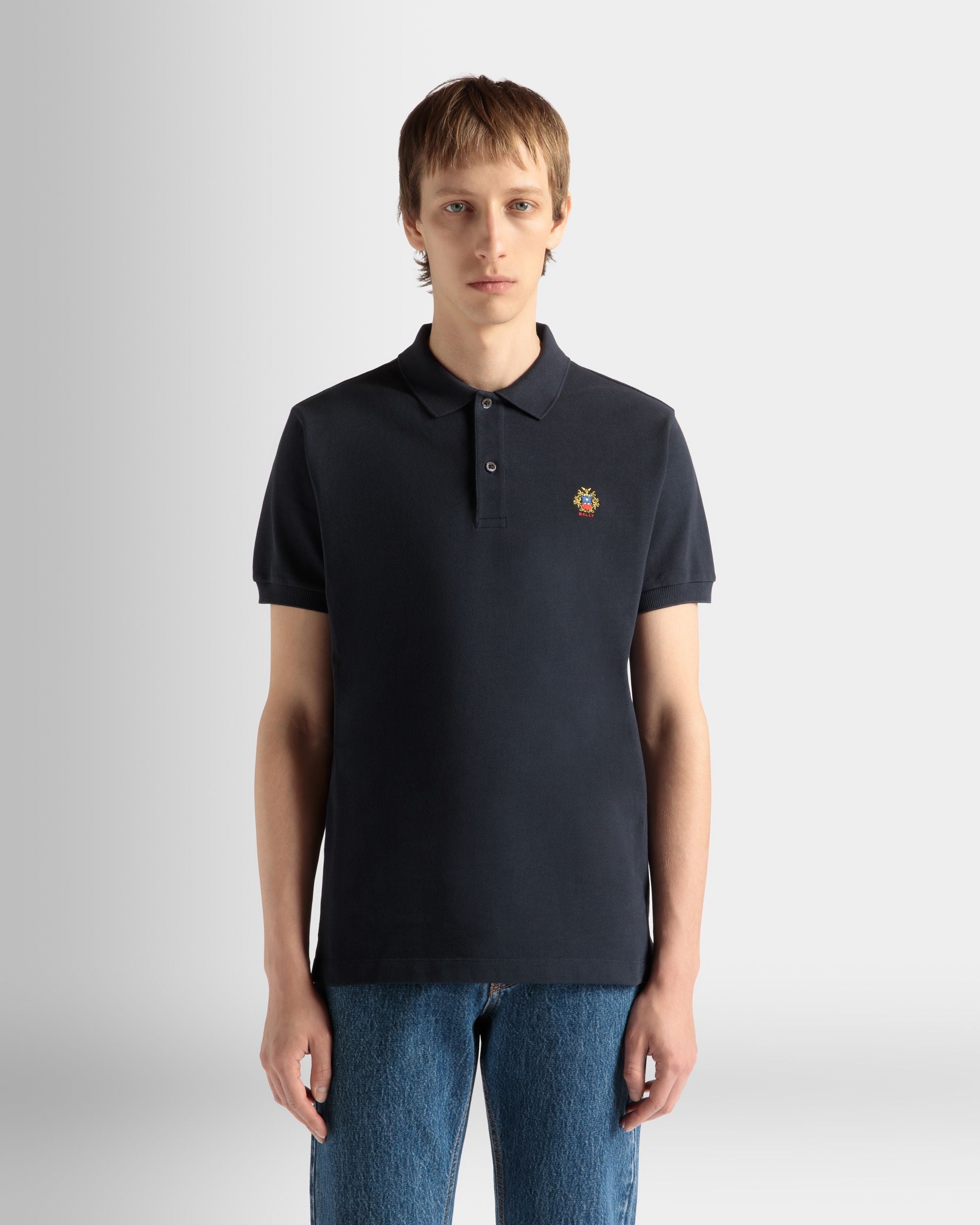 Bally Global - Polo Shirt in Navy Blue Cotton - Bleu