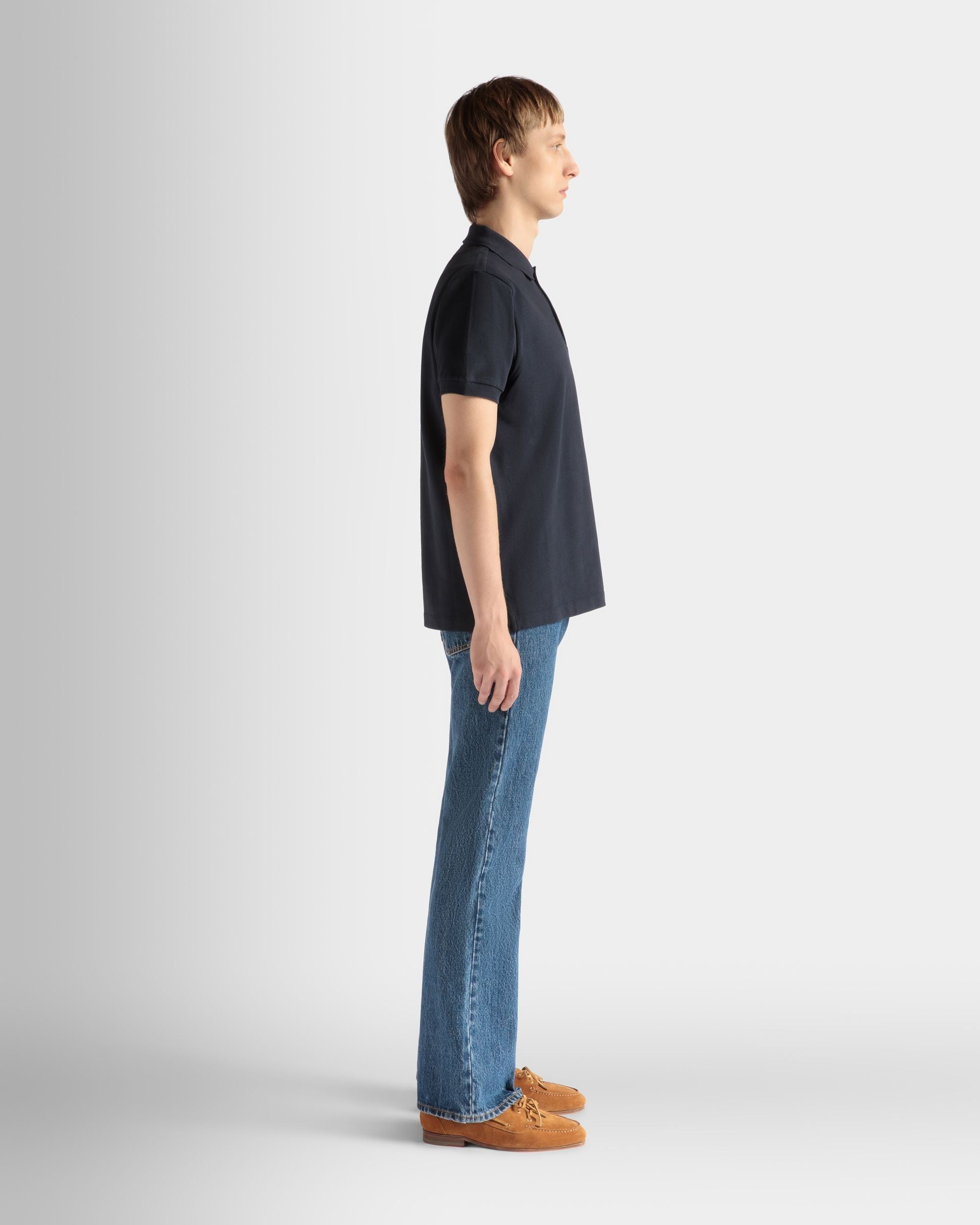 Bally Global - Polo Shirt in Navy Blue Cotton - Bleu