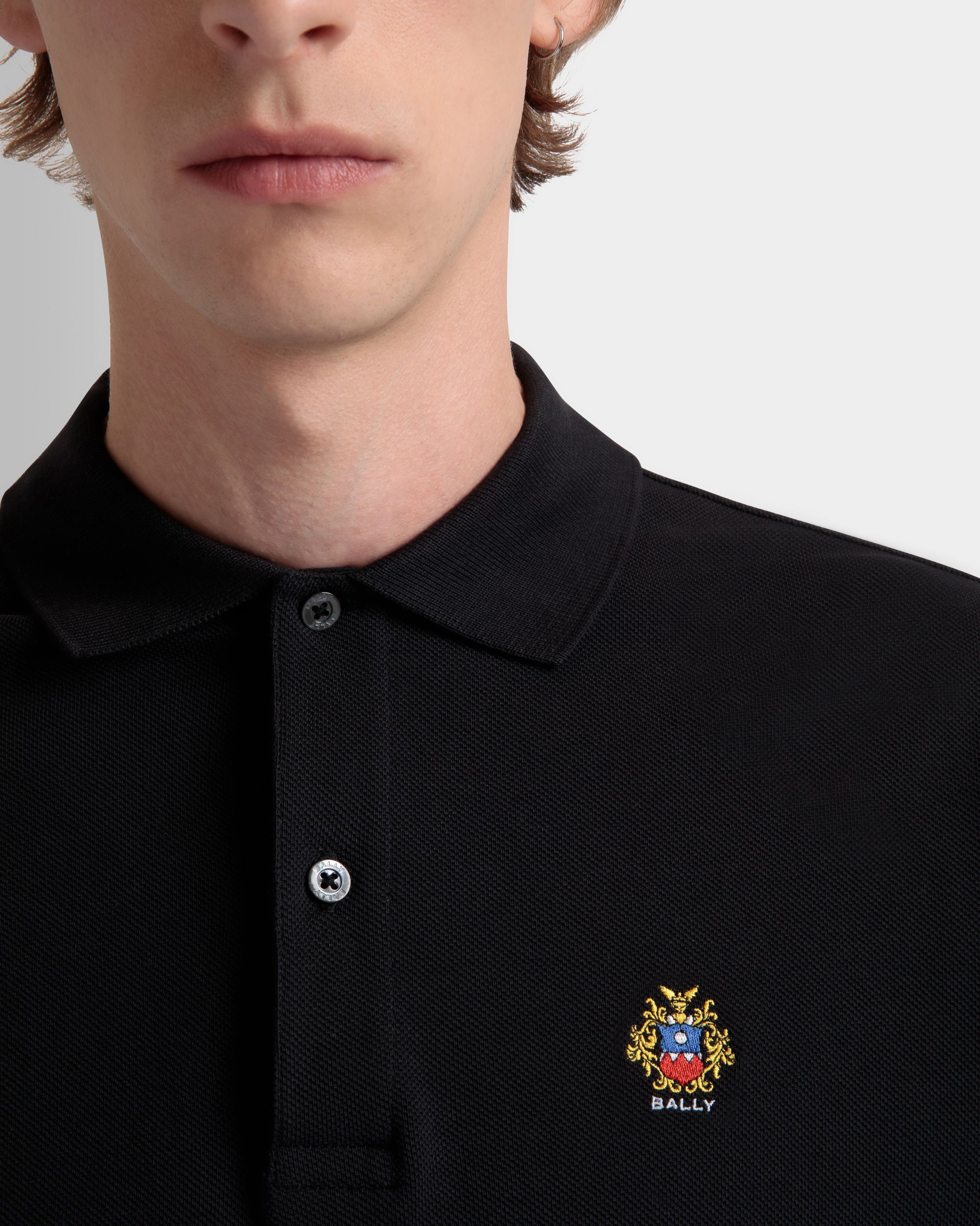 Bally Global - Polo Avec Logo Bally Crest En Coton Noir - Noir