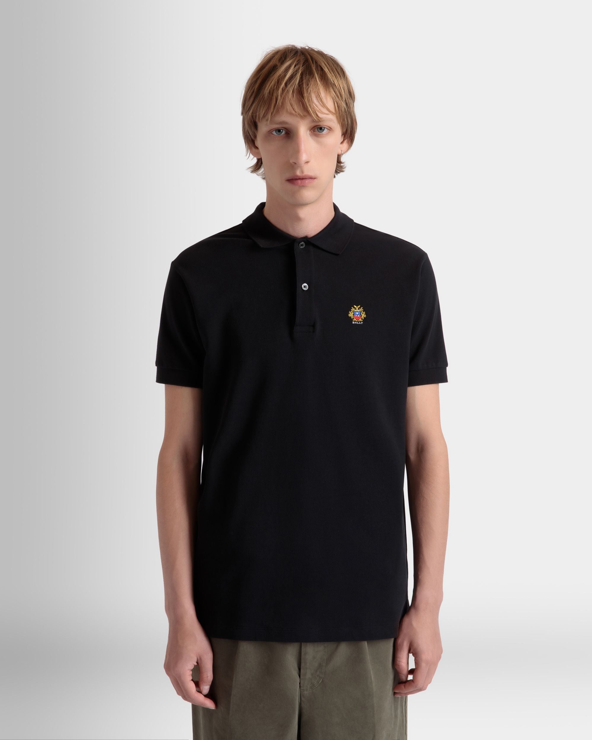 Bally Global - Polo Avec Logo Bally Crest En Coton Noir - Noir