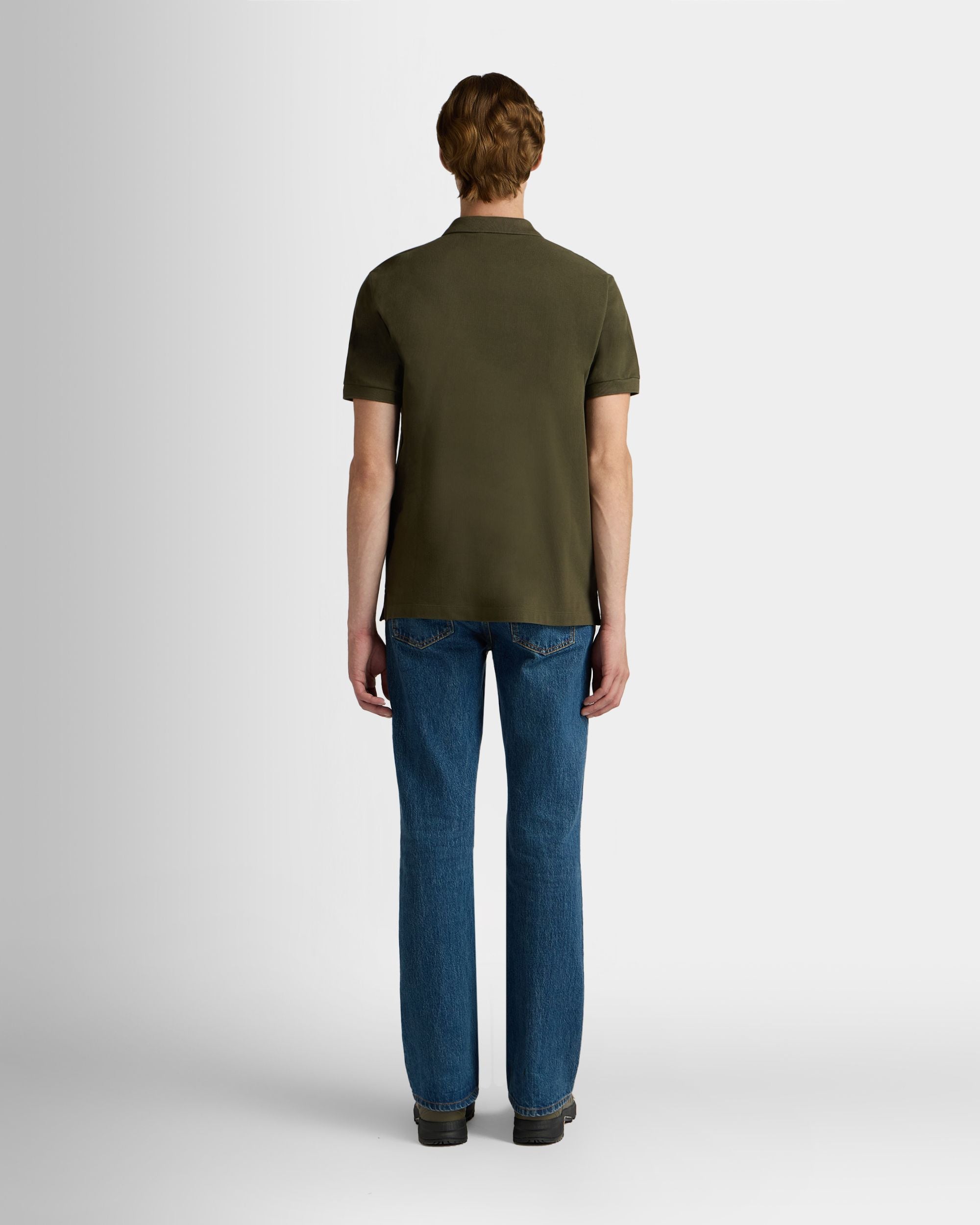 Bally Global - Polo Shirt in Military Green Cotton With a Bally Crest - Green