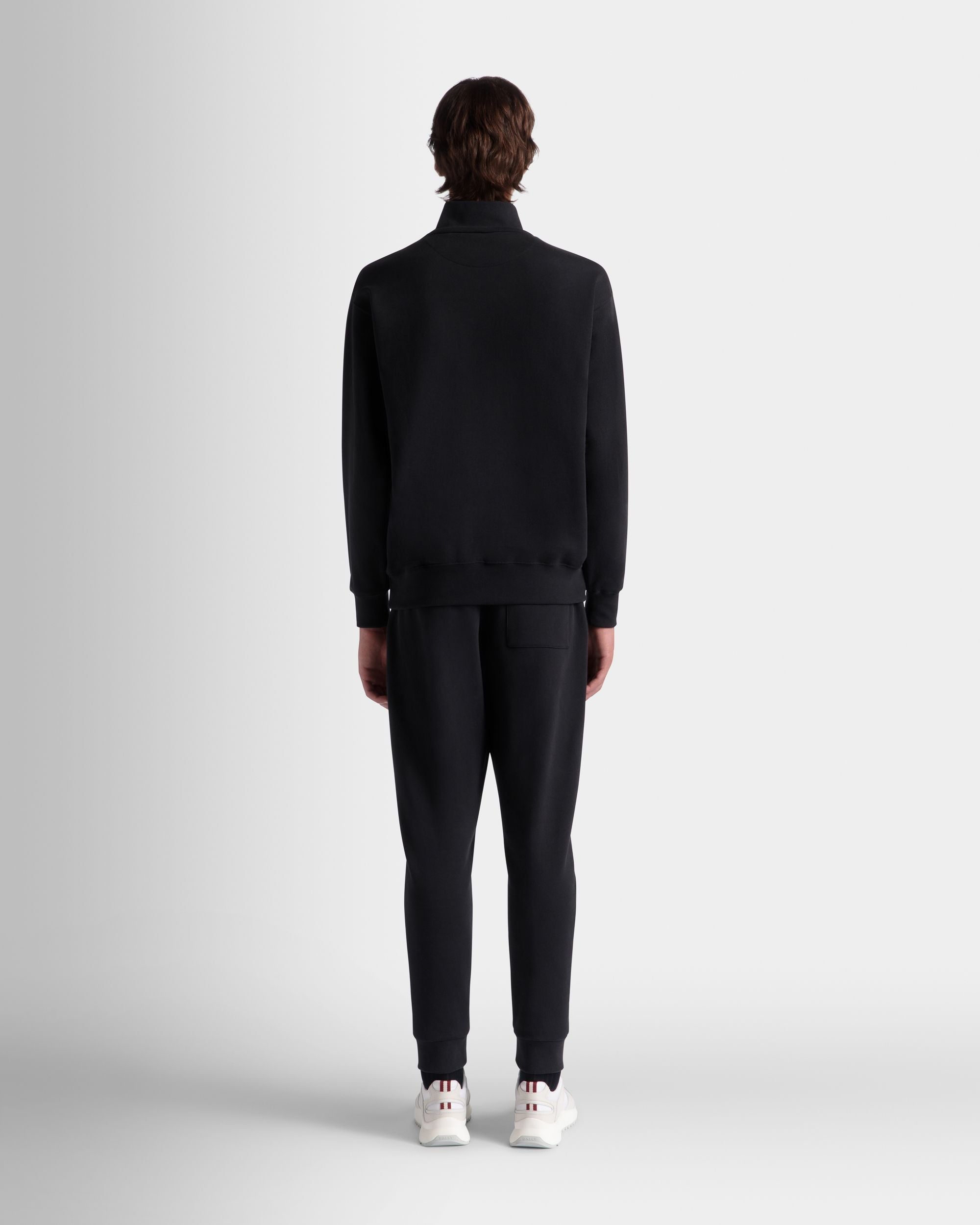 Bally Global - Sweat-Shirt À Col Camionneur Avec Logo Bally Crest En Coton Navy Blue - Bleu