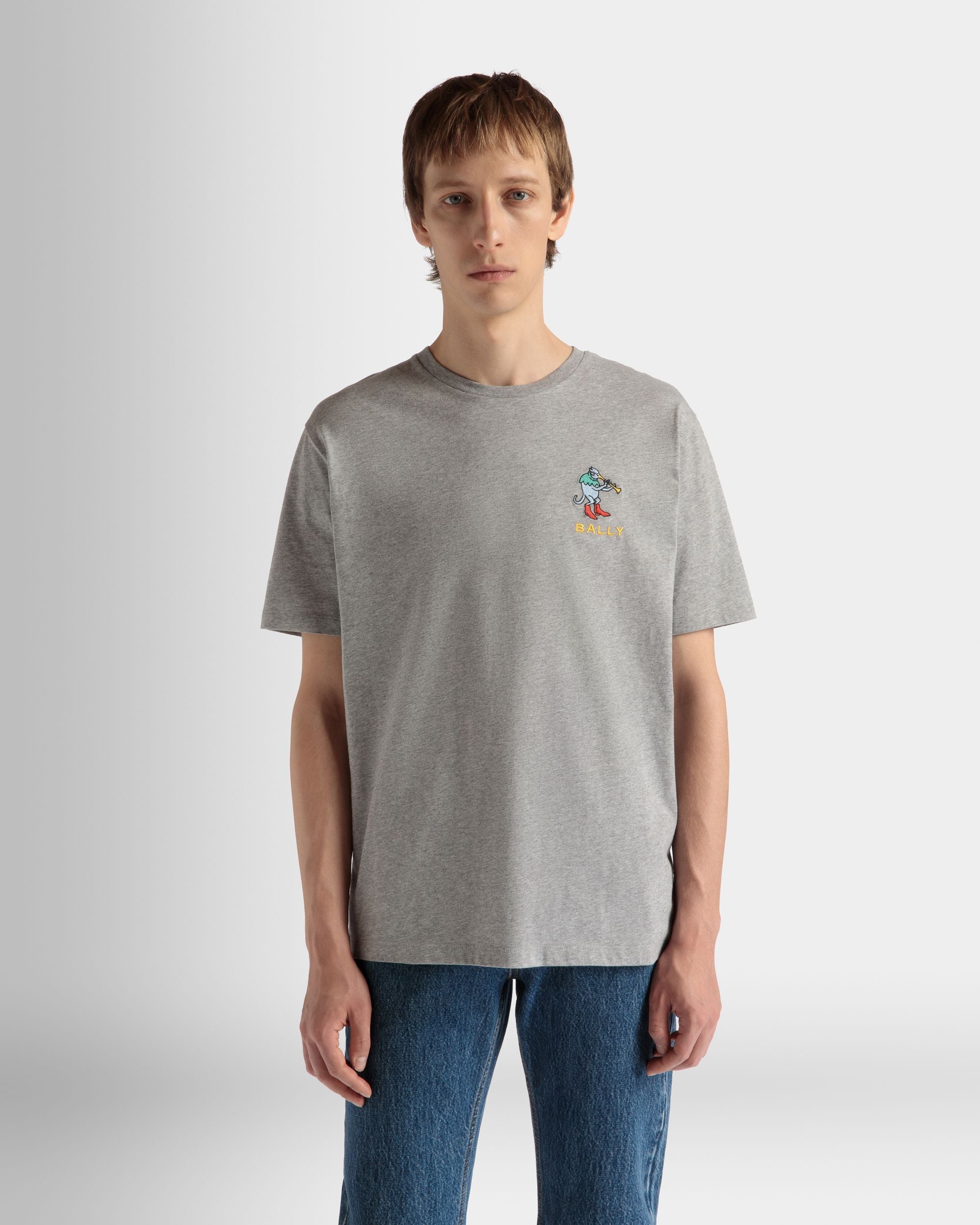Bally Global - T-Shirt En Coton Gris Chiné - Gris