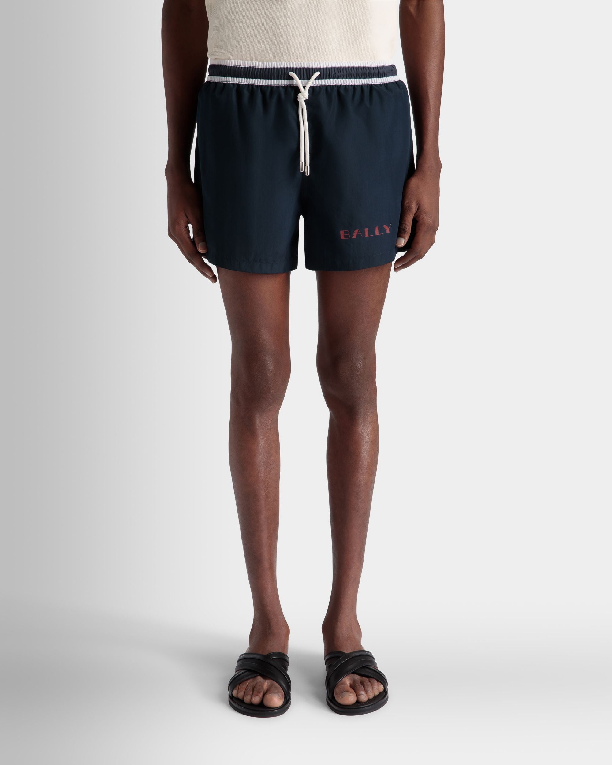 Bally Global - Summer Capsule Swimwear In Navy Blue Technical Popeline - Blue