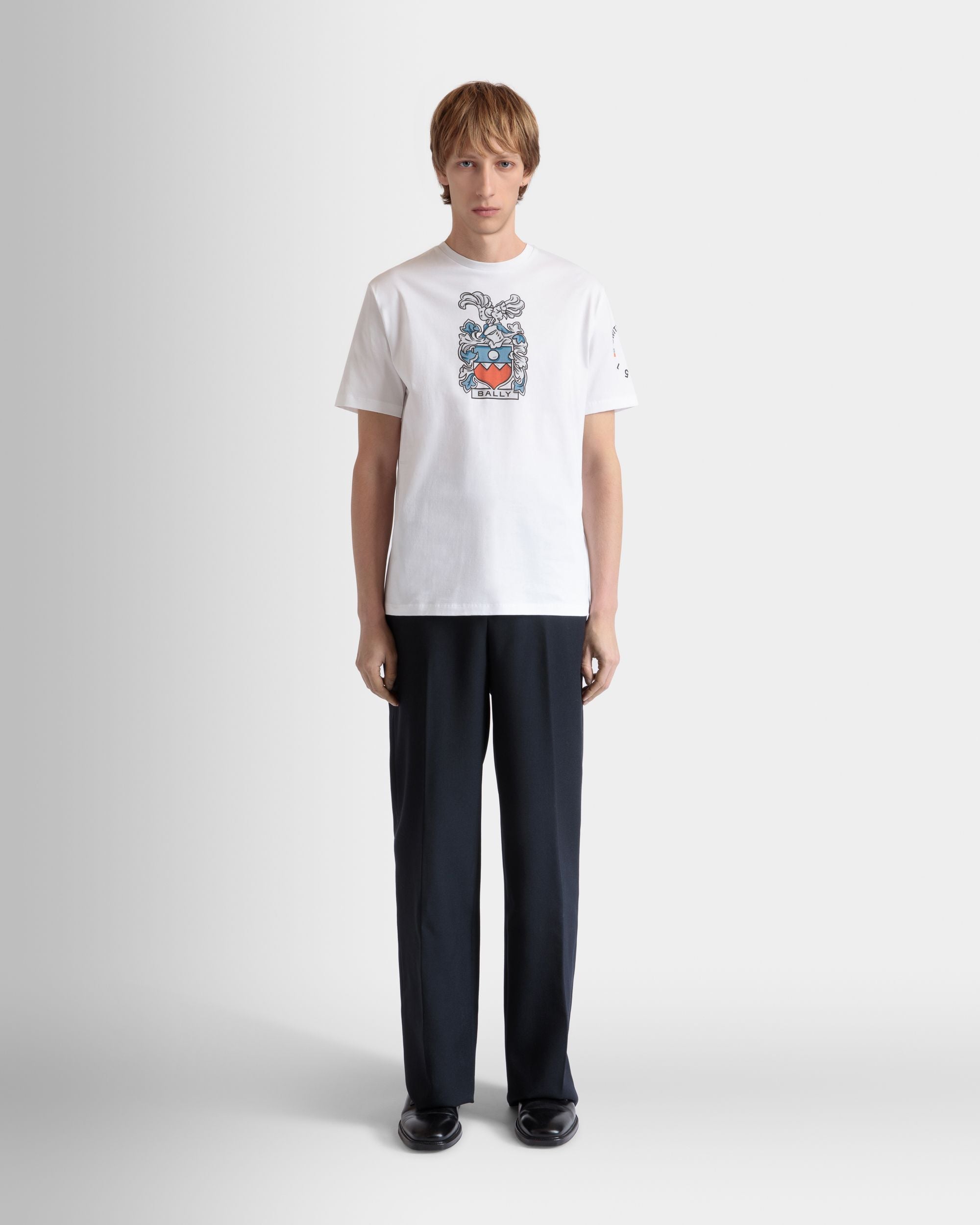 Bally Global - Camiseta De Algodón Blanco Con Escudo Bally Crest - Blanco