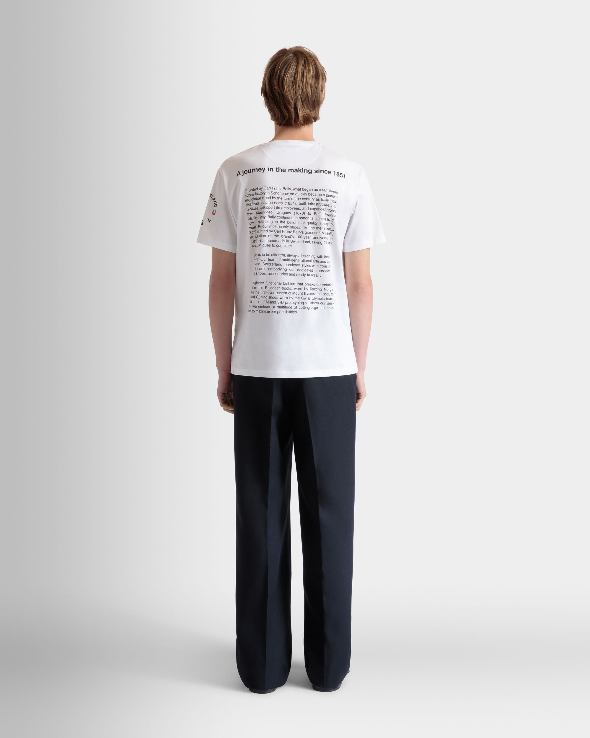 Bally Global - Camiseta De Algodón Blanco Con Escudo Bally Crest - Blanco