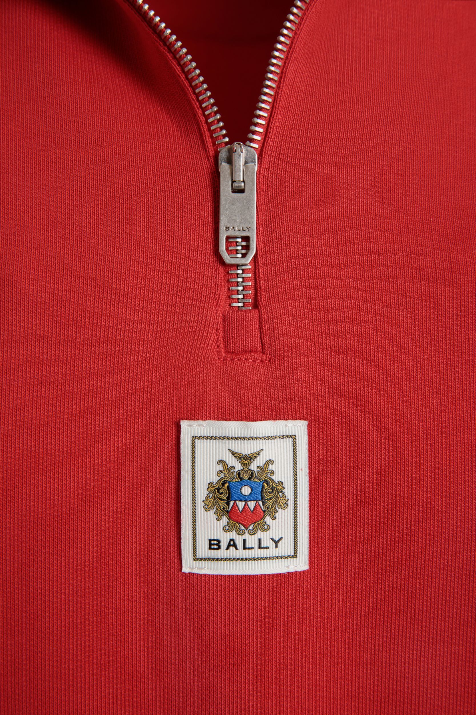 Bally Global - Sweat-Shirt Col Camionneur En Coton Rouge - Rouge