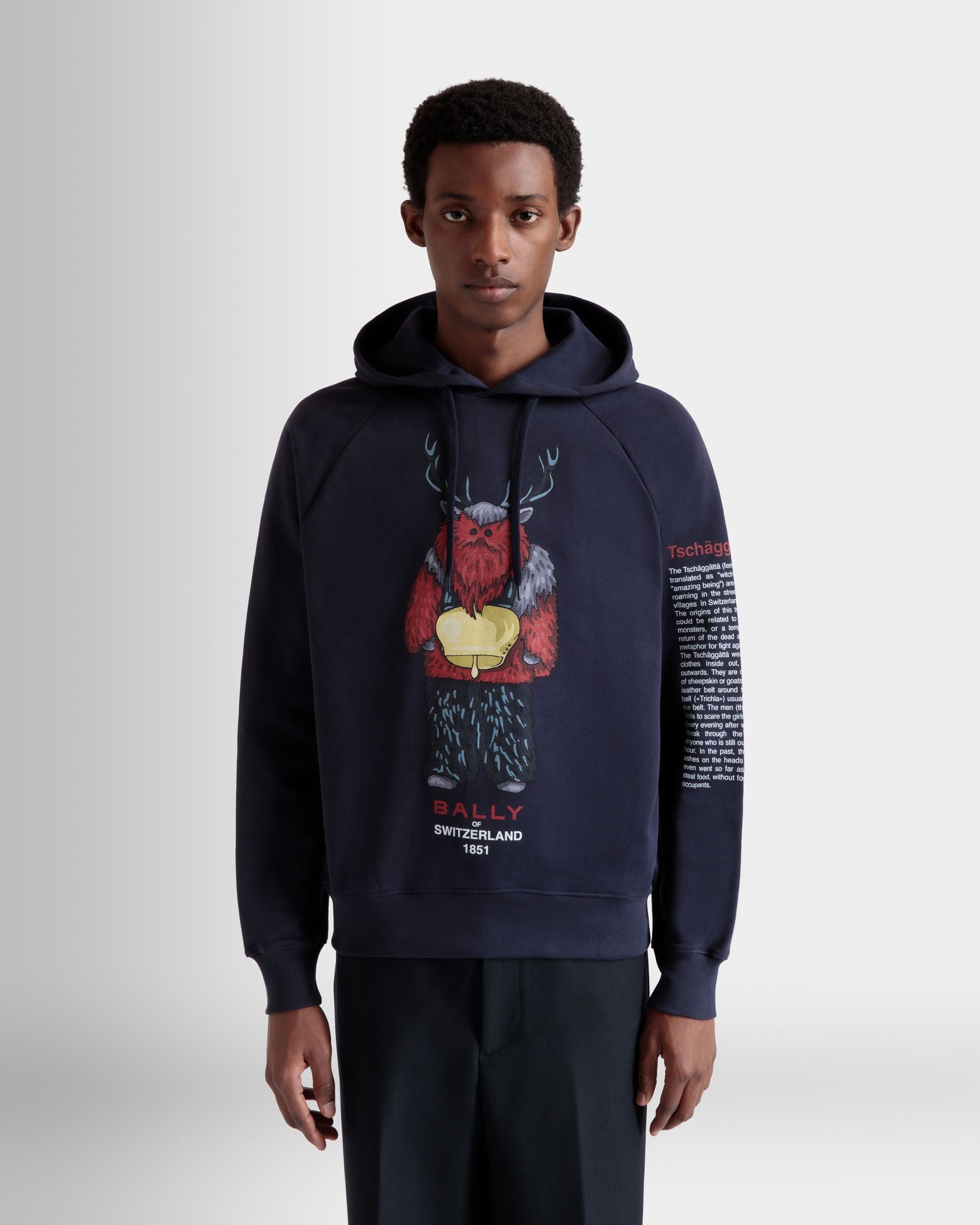 Bally Global - Sudadera Con Capucha De Algodón Navy Blue Con Forest Mask - Azul