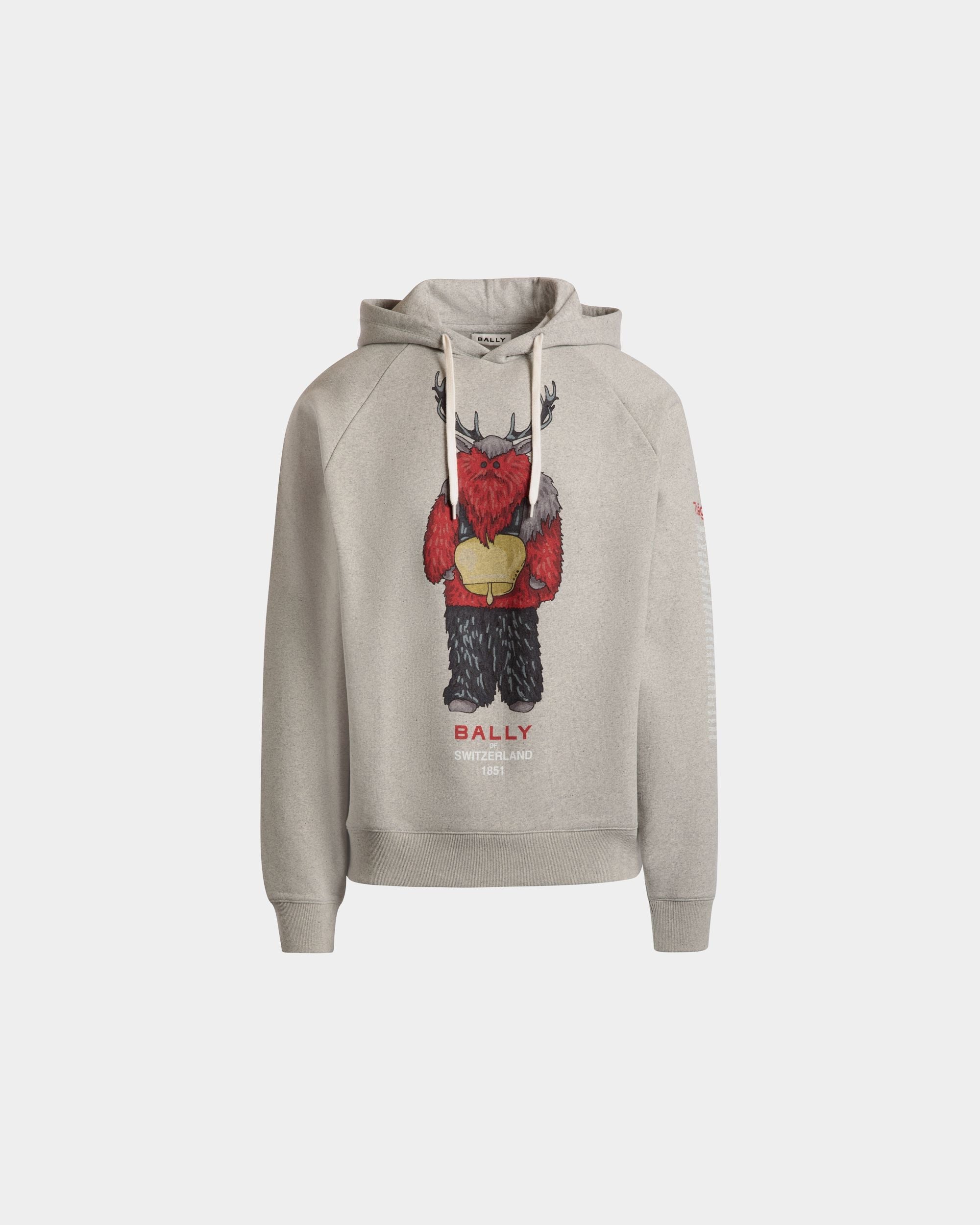 Bally Global - Hoodie With Forest Mask In Grey Melange Cotton - Grey