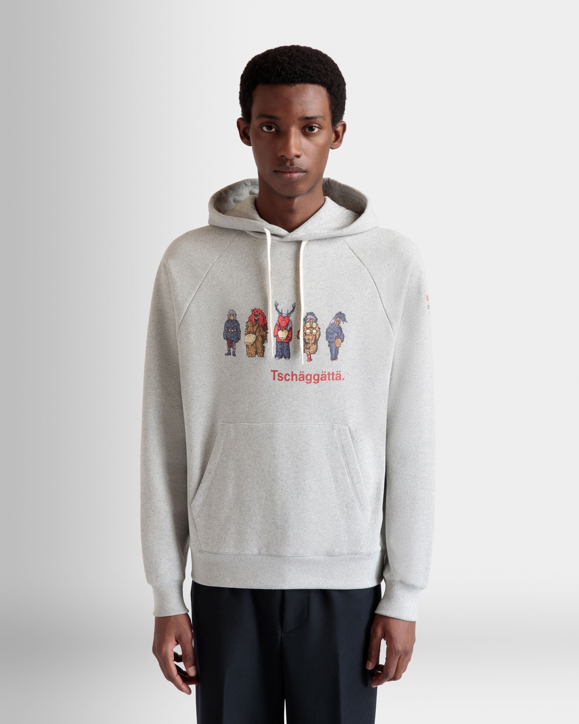 Bally Global - Hoodie With Forest Mask In Grey Melange Cotton - Grey
