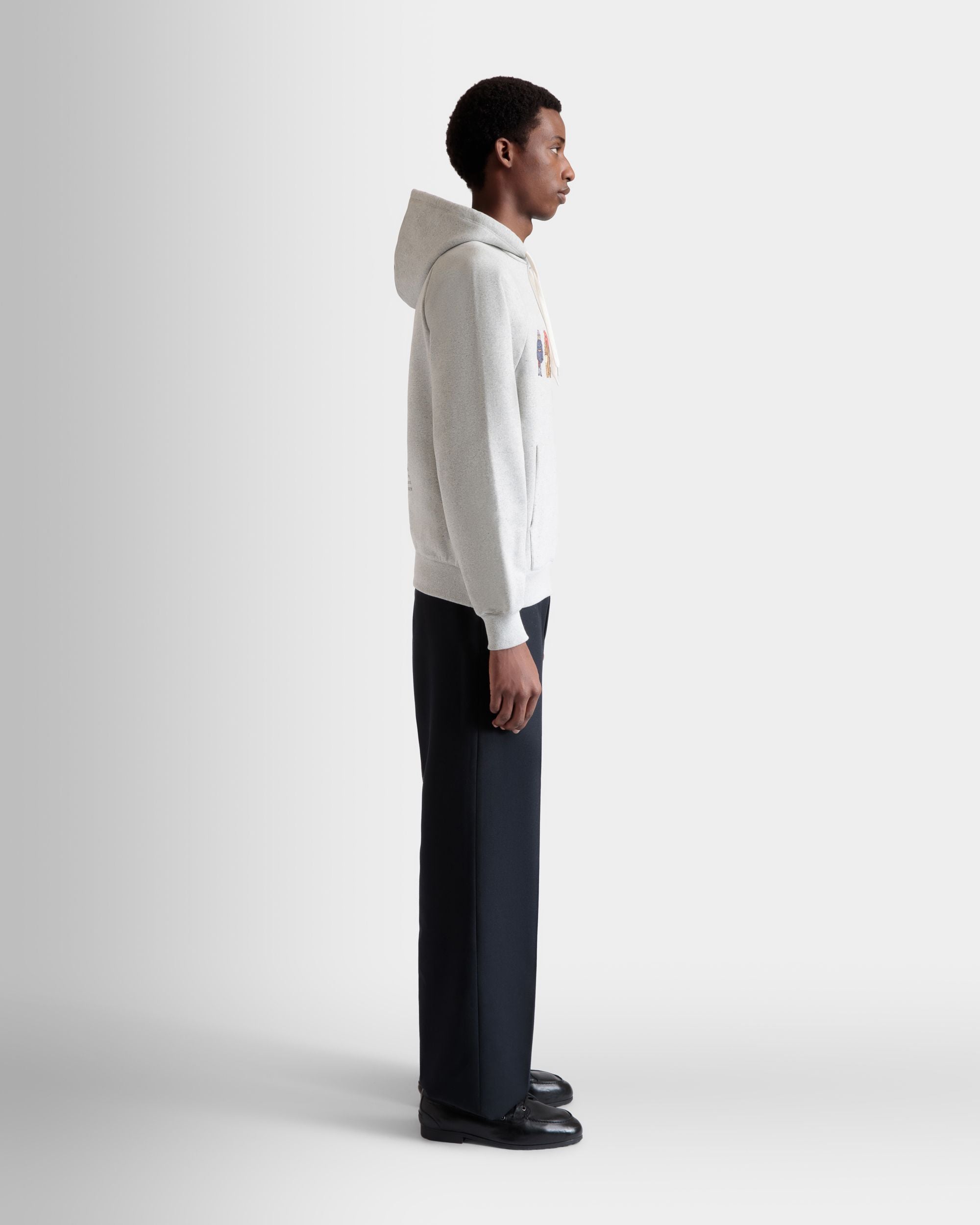 Bally Global - Hoodie With Forest Mask In Grey Melange Cotton - Grey