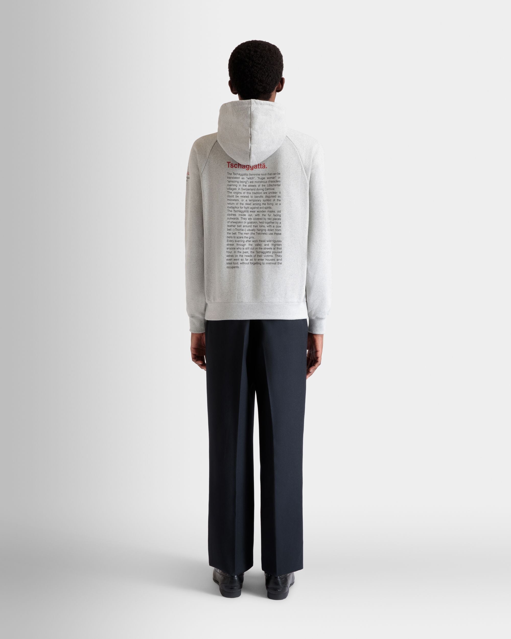 Bally Global - Hoodie With Forest Mask In Grey Melange Cotton - Grey