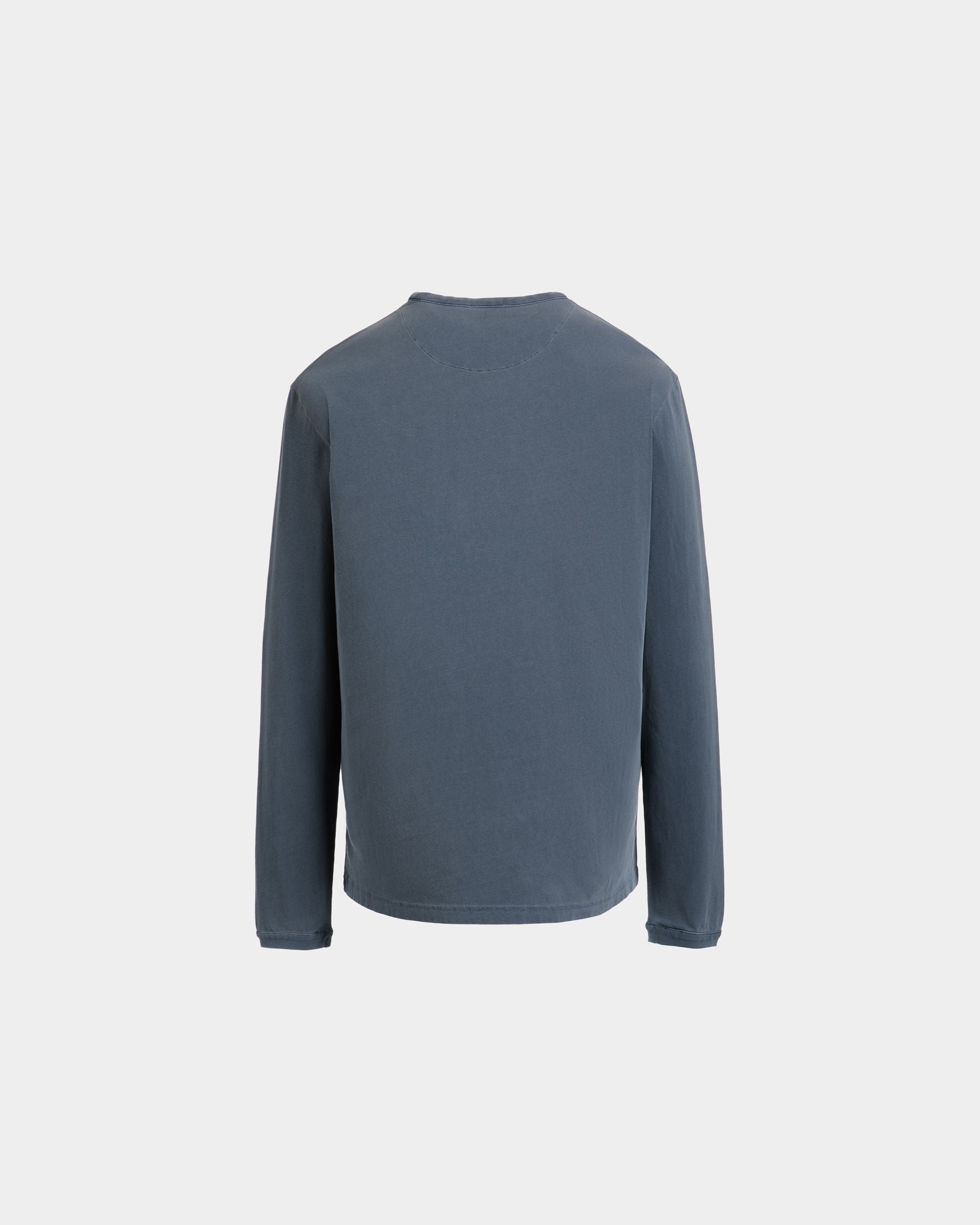 Bally Global - Long Sleeve T-shirt in Navy Blue Cotton - Blue