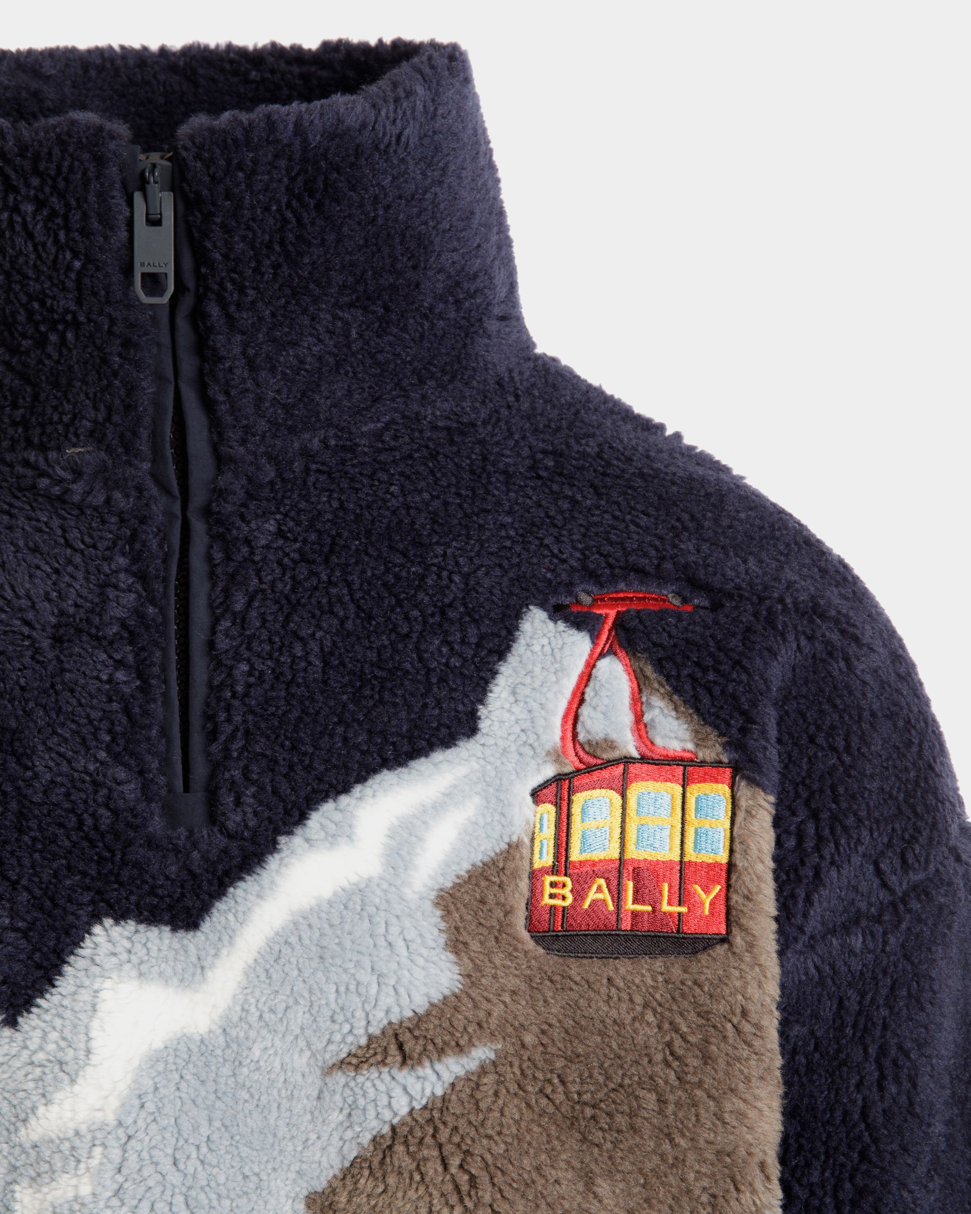 Bally Global - Sweat-Shirt Col Camionneur De La Collection Capsule D’hiver En Molleton Navy Blue - Bleu