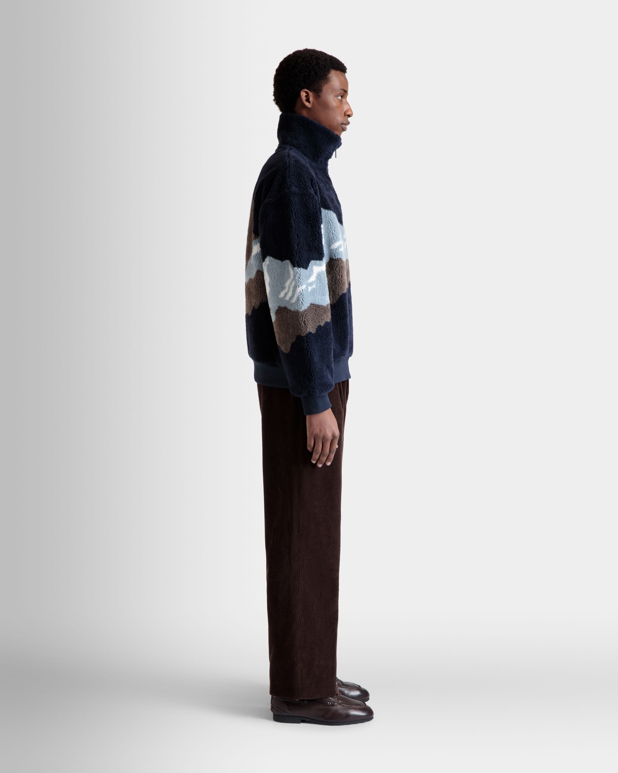 Bally Global - Sweat-Shirt Col Camionneur De La Collection Capsule D’hiver En Molleton Navy Blue - Bleu