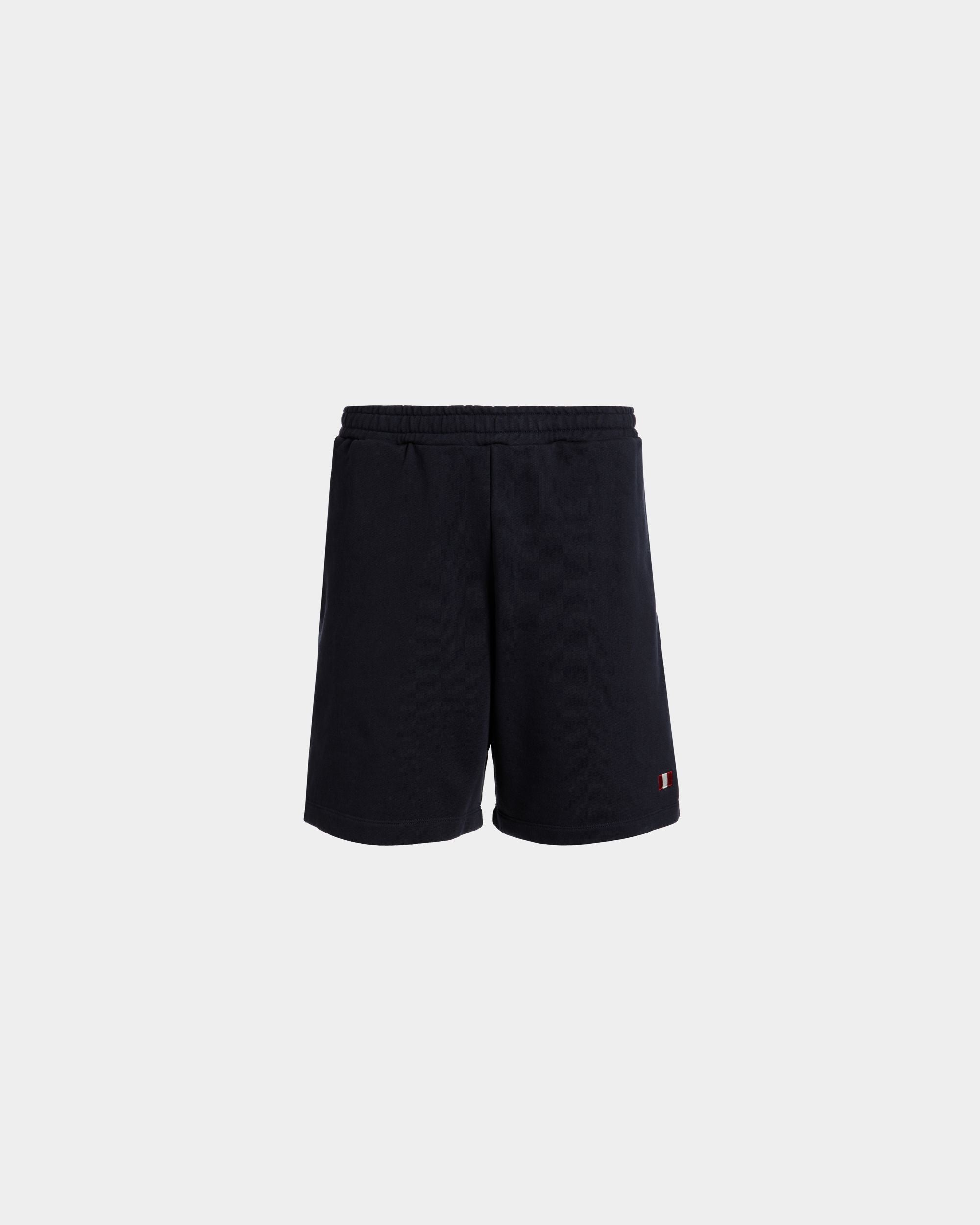 Bally Global - Shorts With a Bally Flag in Navy Blue Cotton - Blue