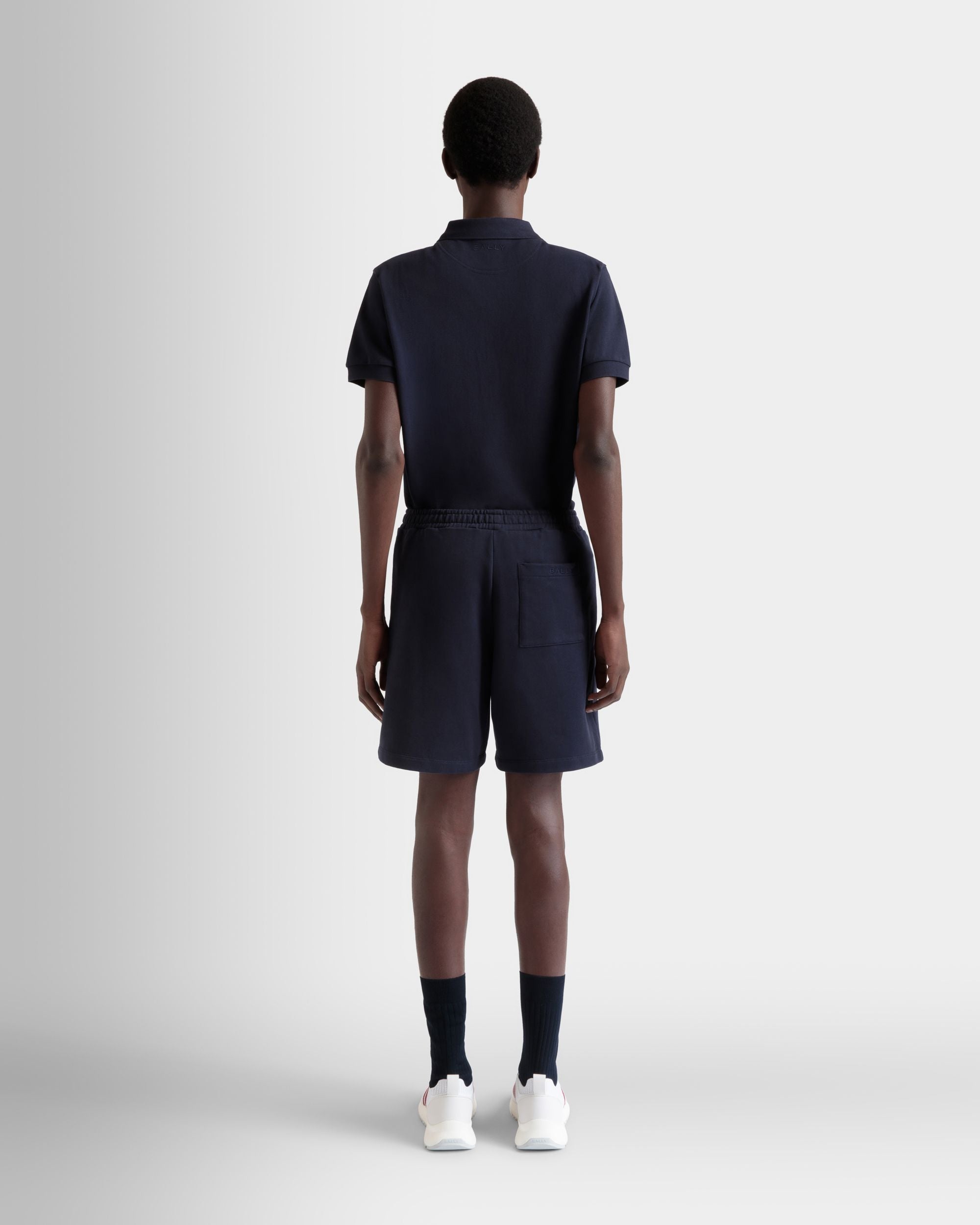 Bally Global - Shorts With a Bally Flag in Navy Blue Cotton - Blue