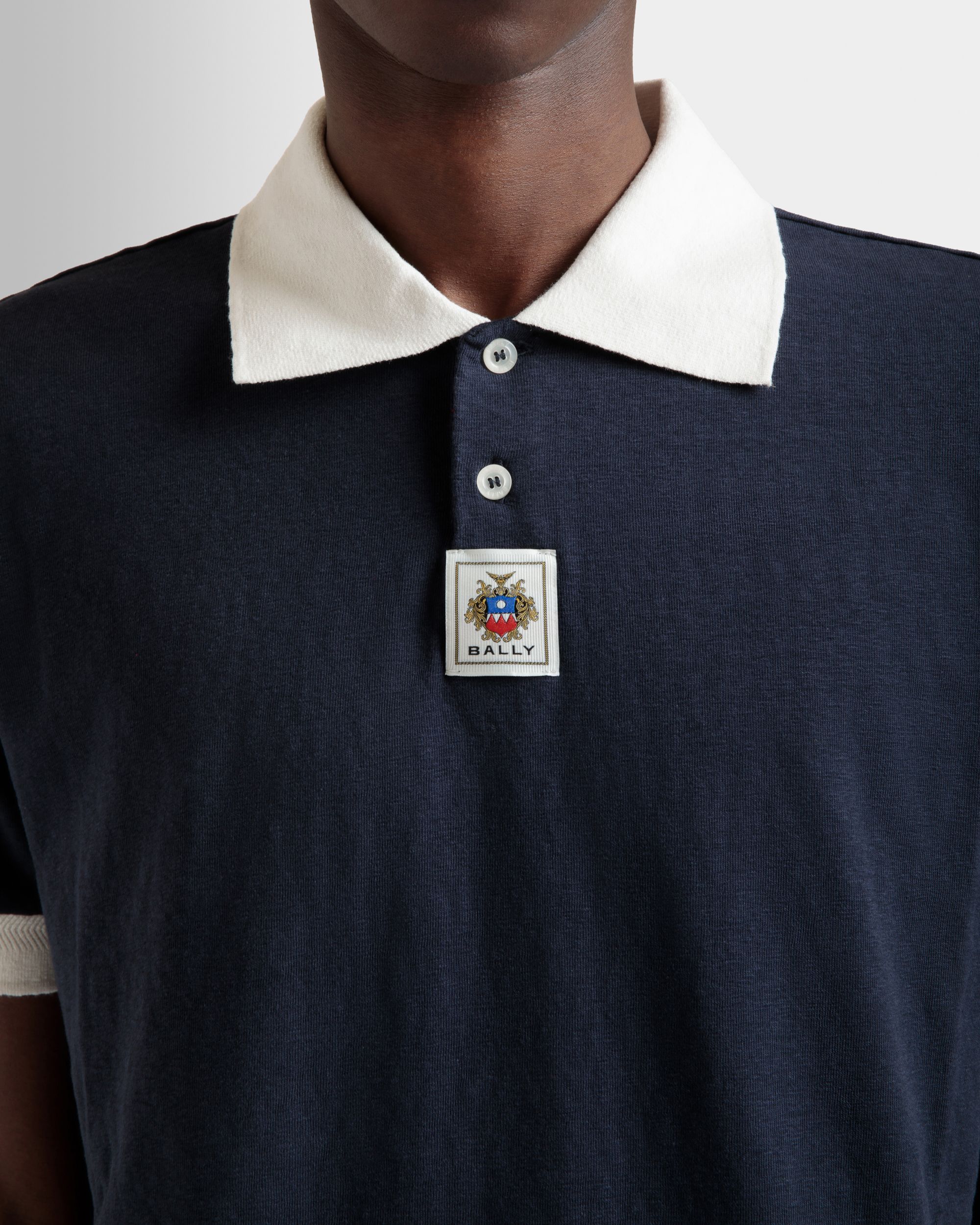 Bally Global - Polo Shirt in Navy Blue Stretch Cotton - Blue