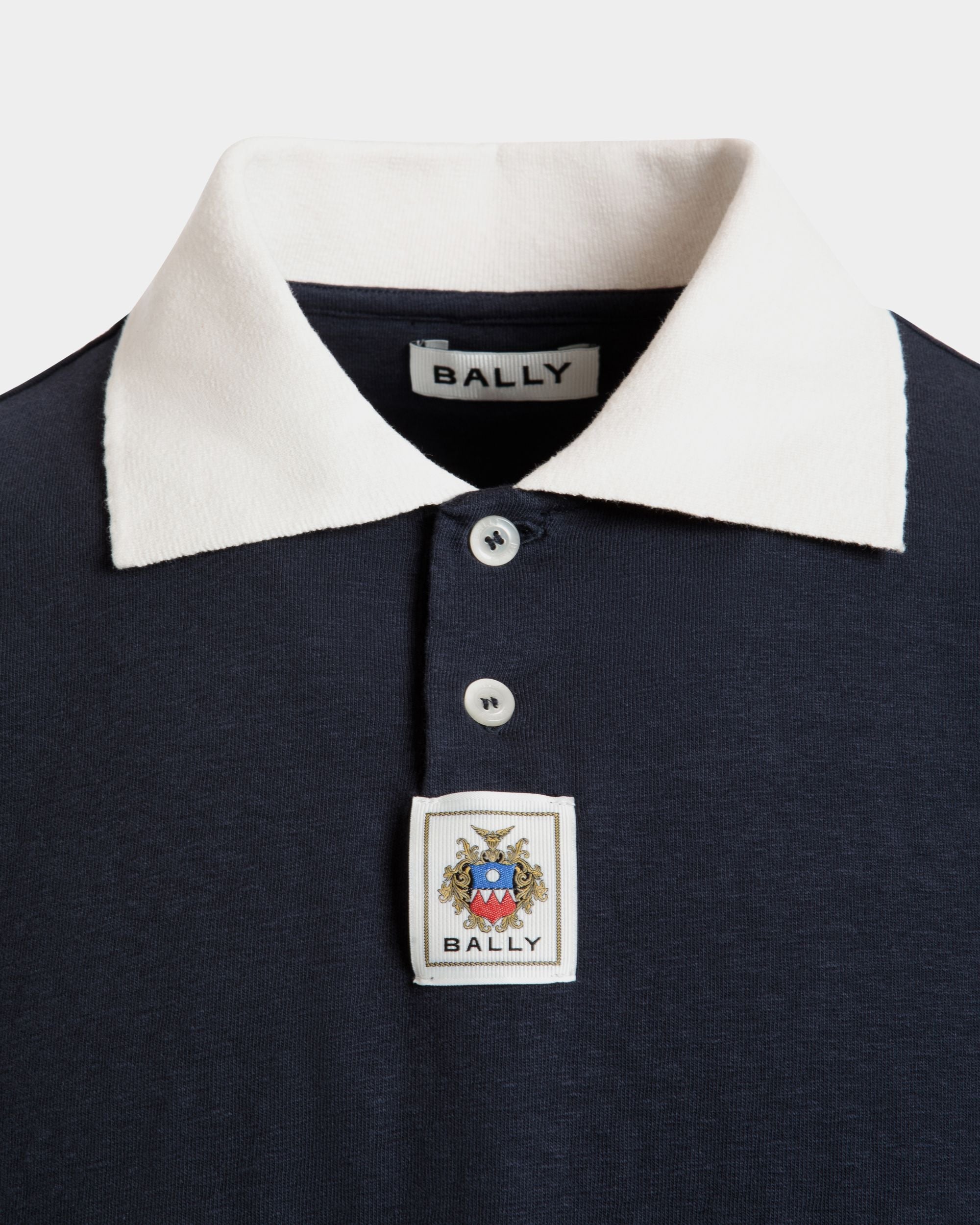 Bally Global - Polo Shirt in Navy Blue Stretch Cotton - Blue