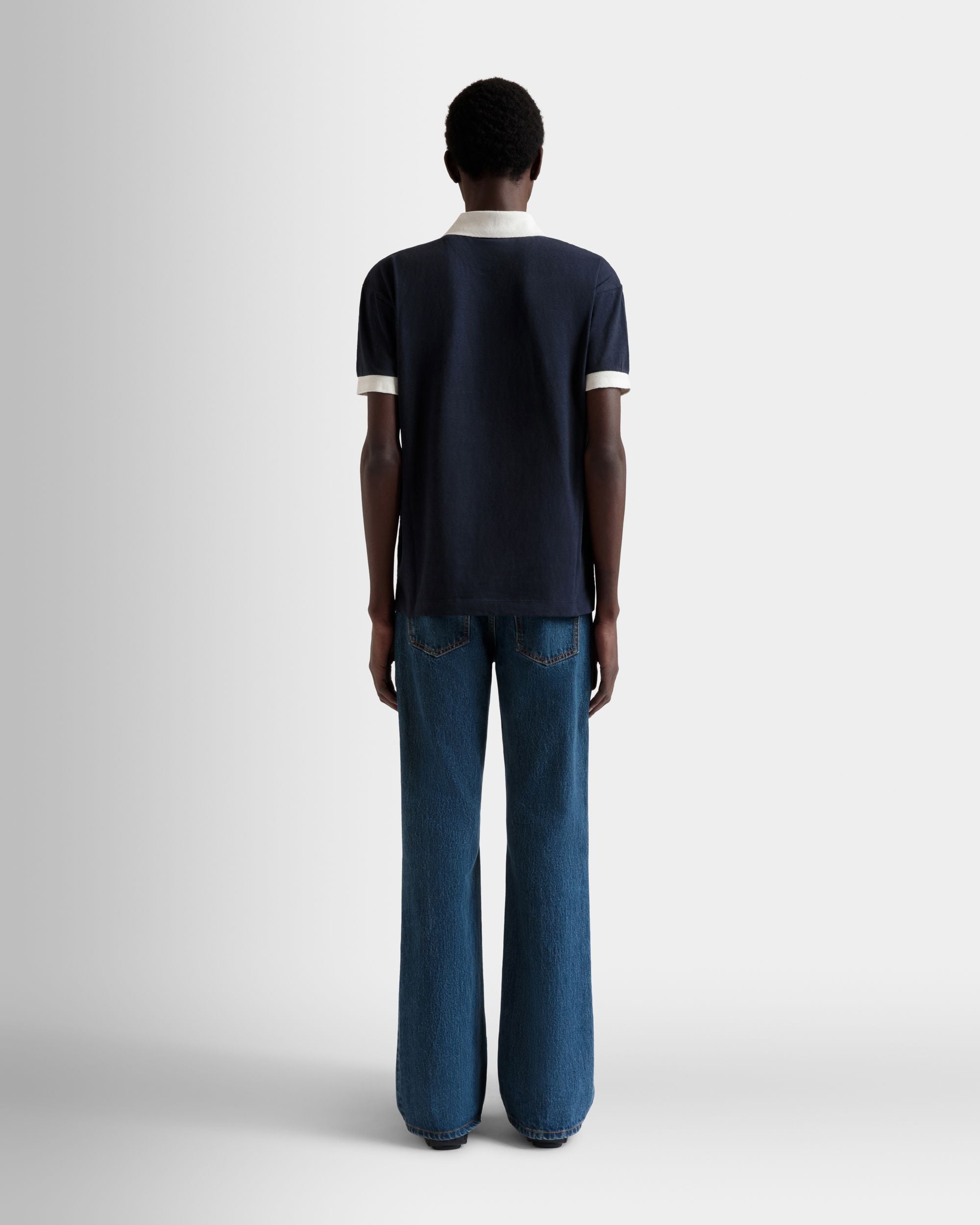 Bally Global - Polo Shirt in Navy Blue Stretch Cotton - Blue