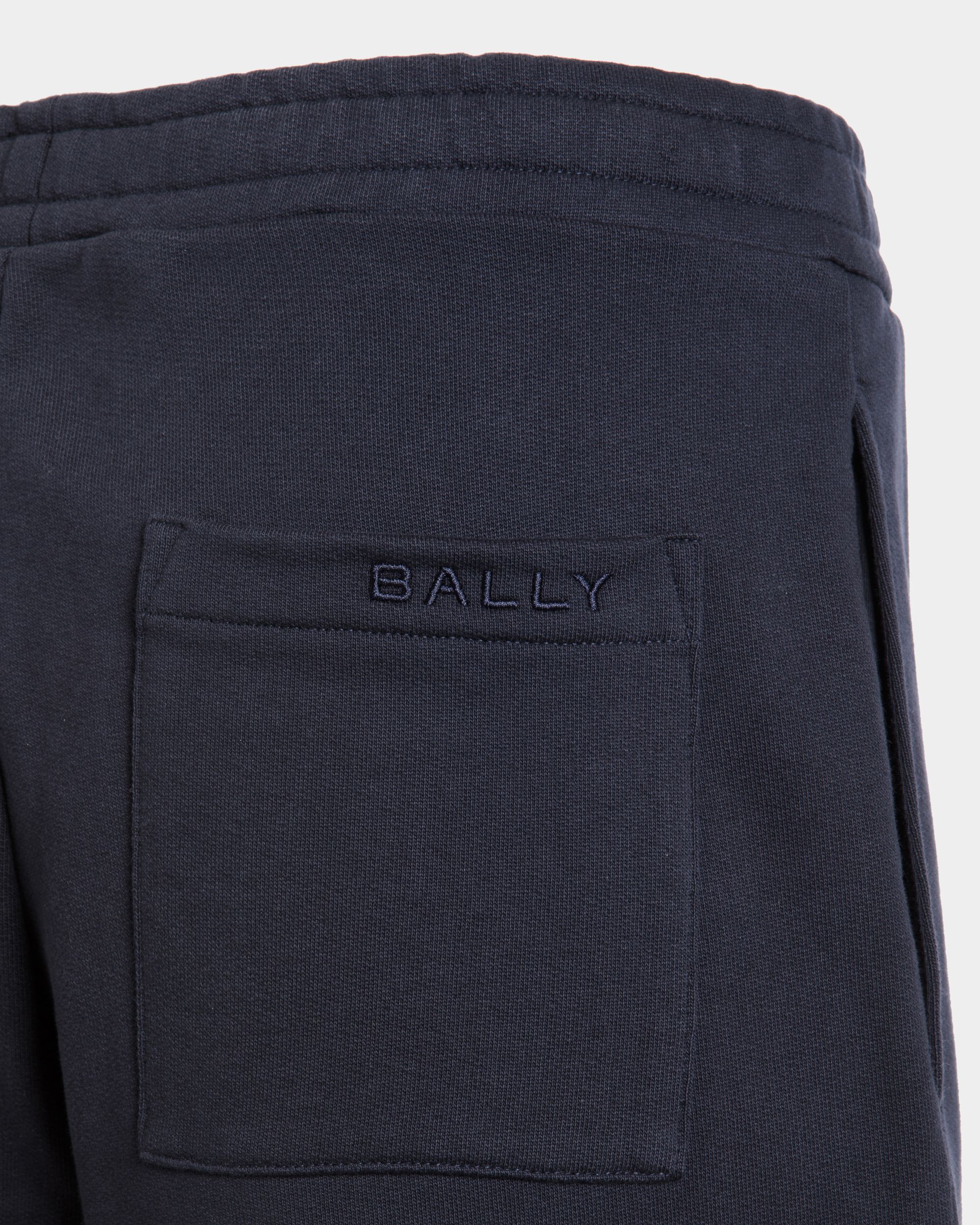 Bally Global - Sweatpants With a Bally Flag in Navy Blue Cotton - Blue