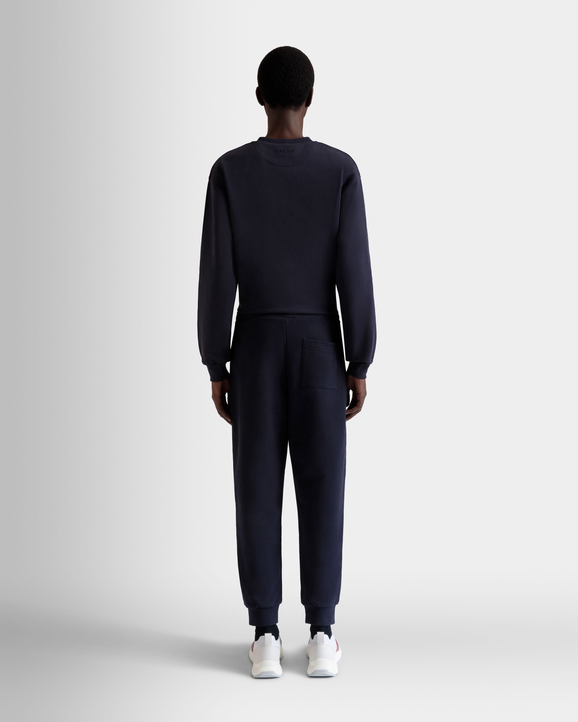 Bally Global - Sweatpants With a Bally Flag in Navy Blue Cotton - Blue
