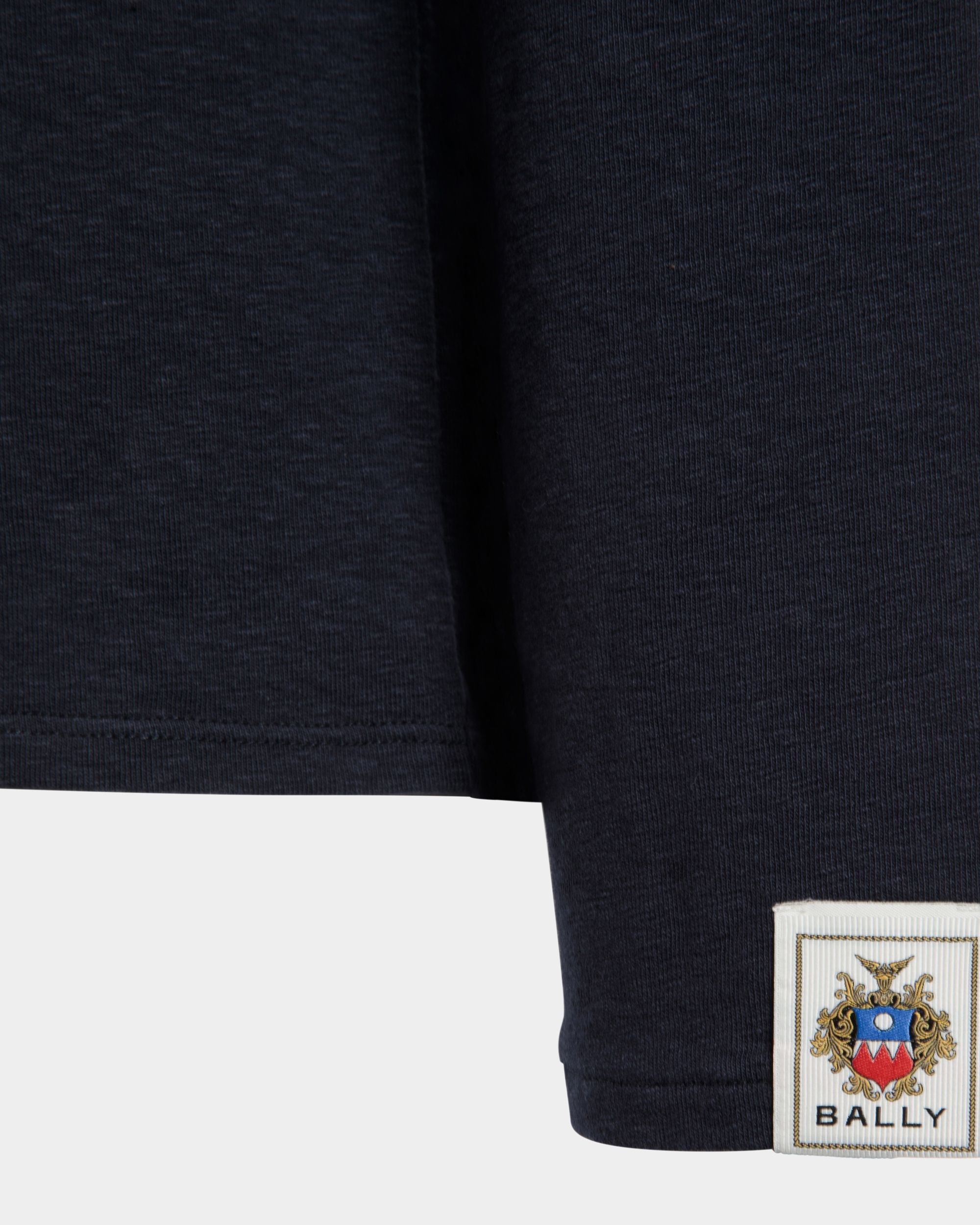 Bally Global - Long Sleeve T-Shirt in Navy Blue Stretch Cotton - Blue