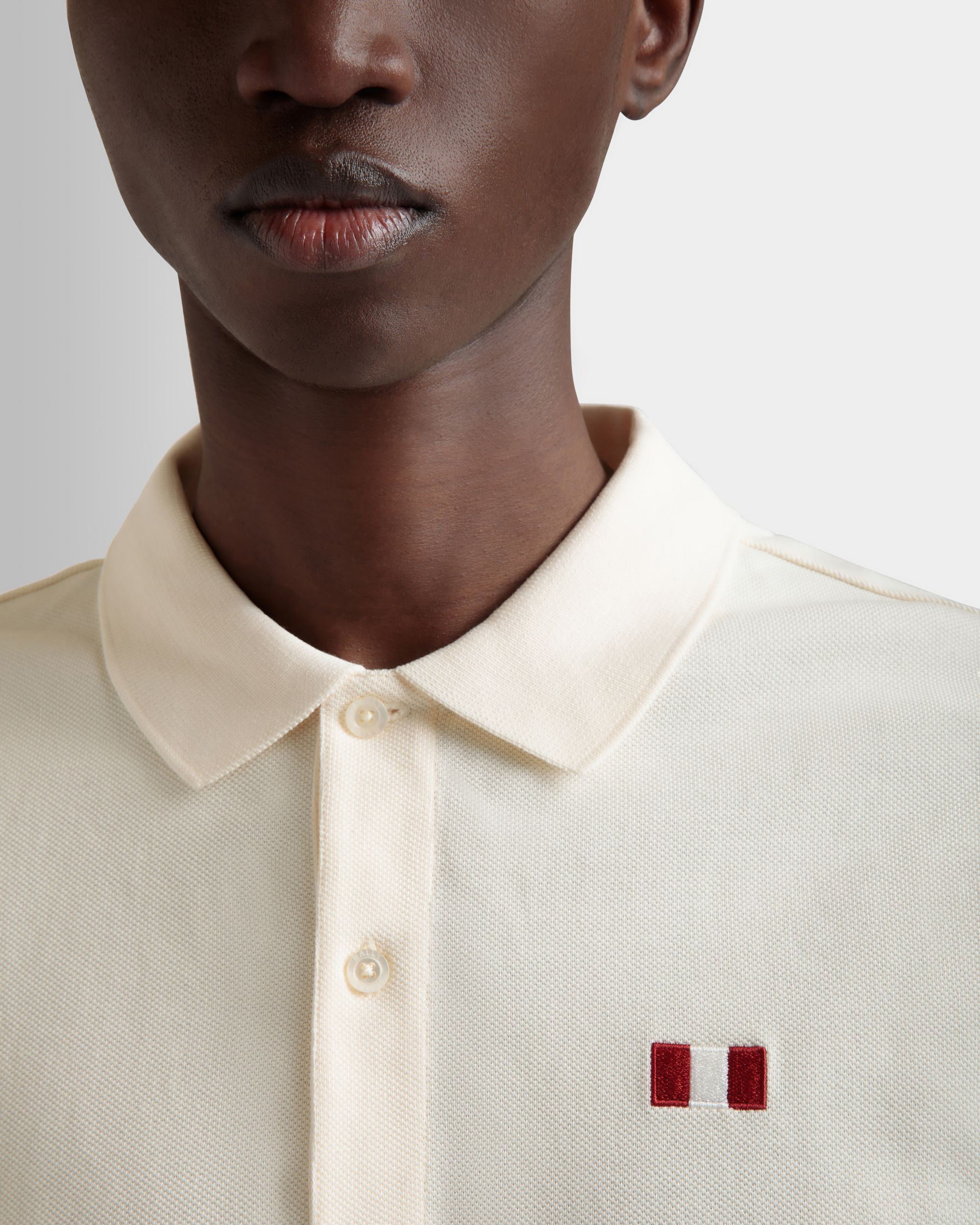 Bally Global - Polo With a Bally Flag in Ivory Cotton - White
