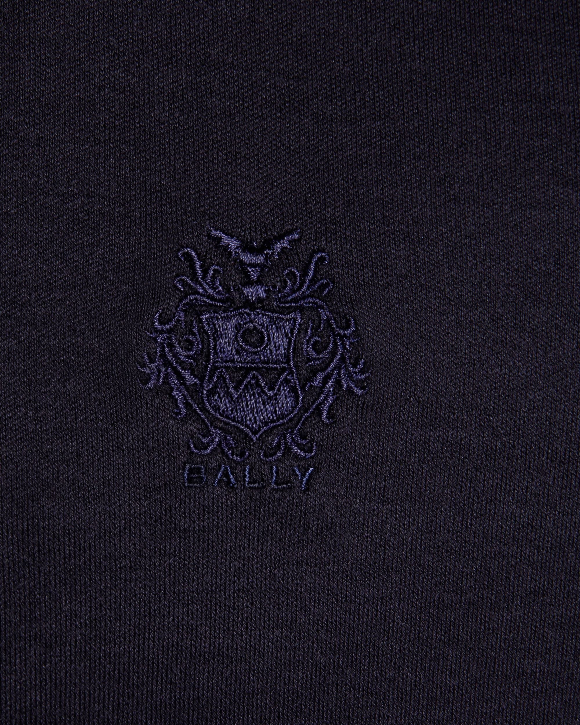 Bally Global - Short Sleeve Polo With a Bally Crest Logo in a Navy Blue Cotton Silk Blend - Blue
