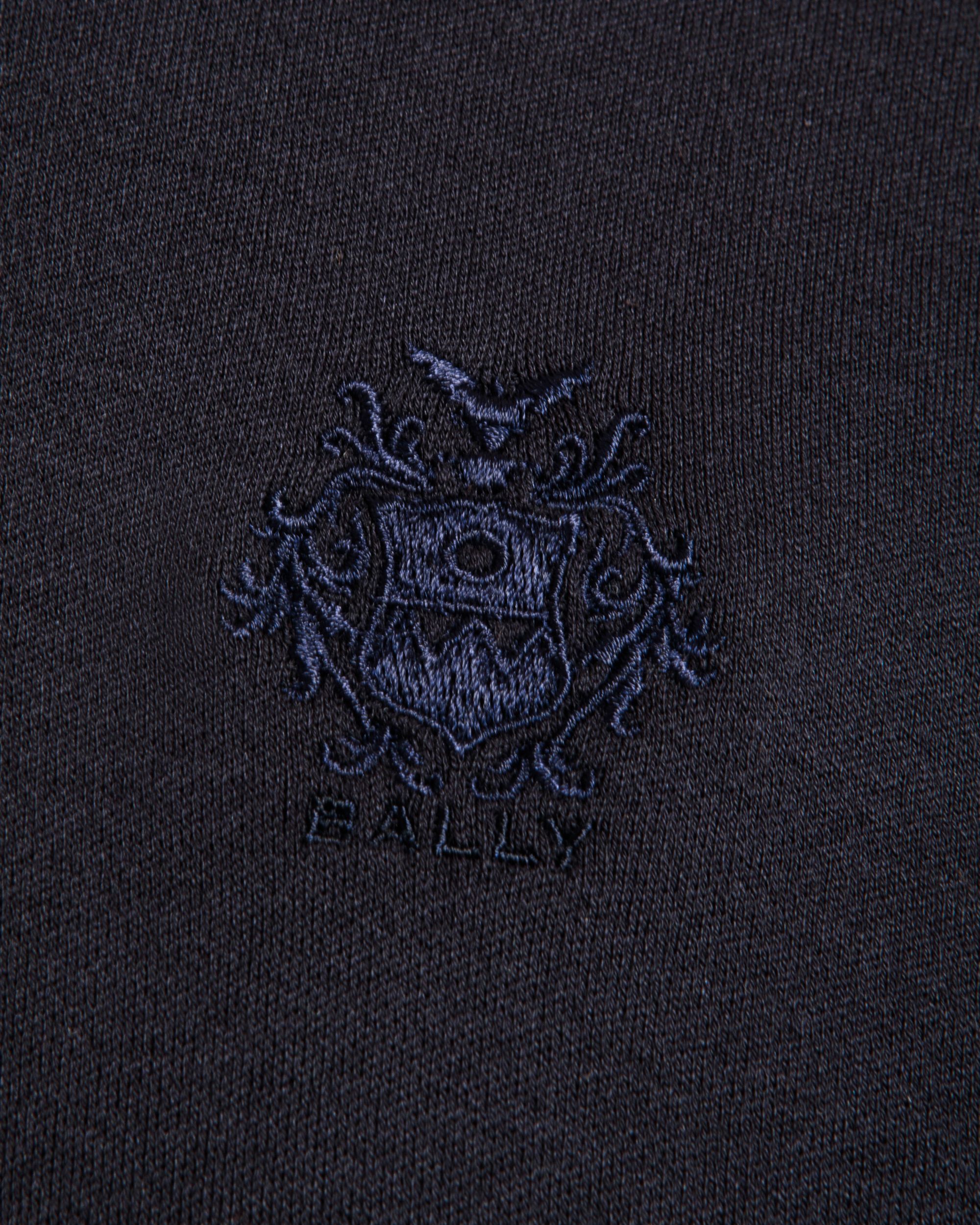 Bally Global - Short Sleeve Polo With a Bally Crest Logo in a Navy Blue Cotton Silk Blend - Blue
