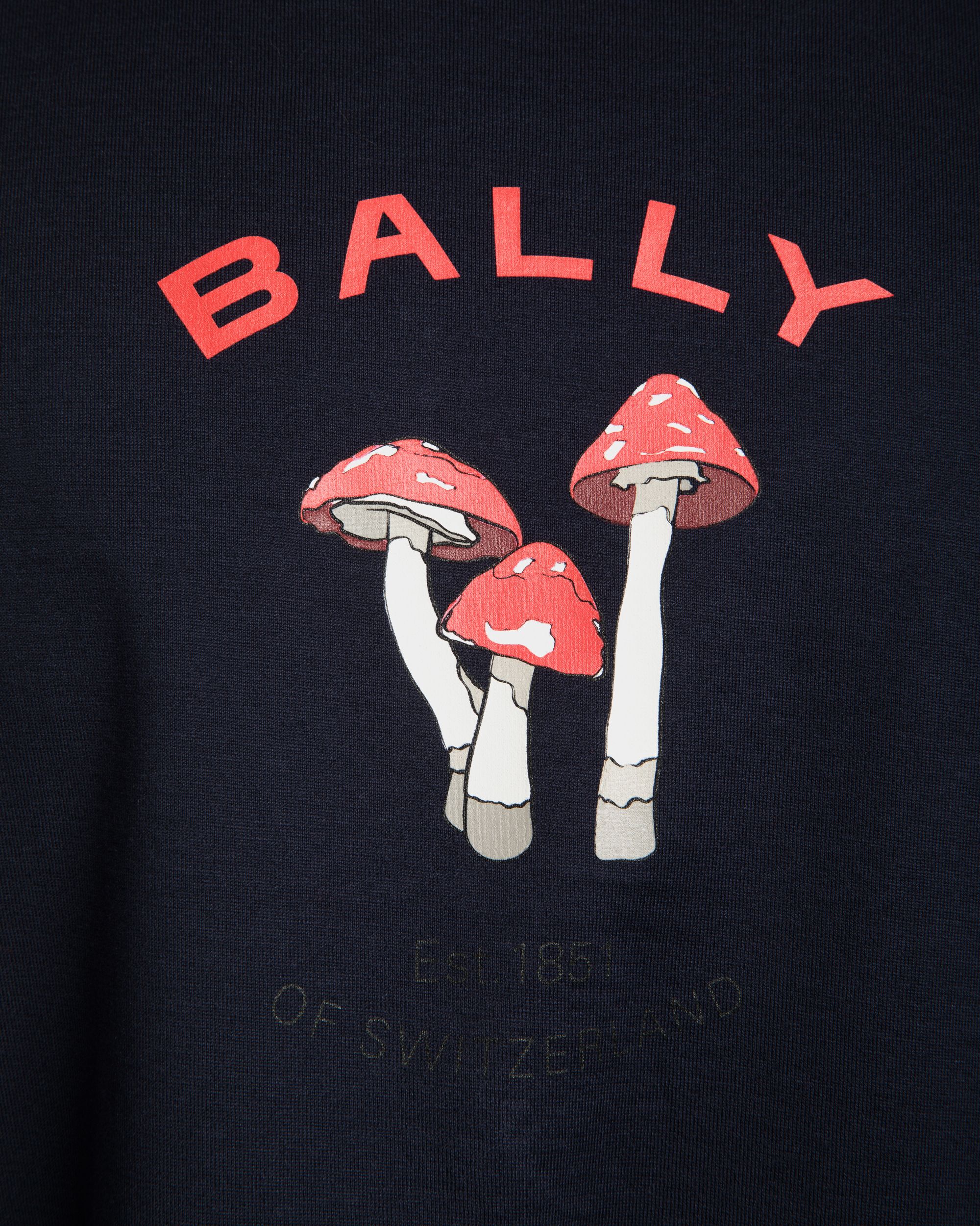 Bally Global - T-Shirt With Enchanting Mushrooms in Navy Blue Cotton - Blue