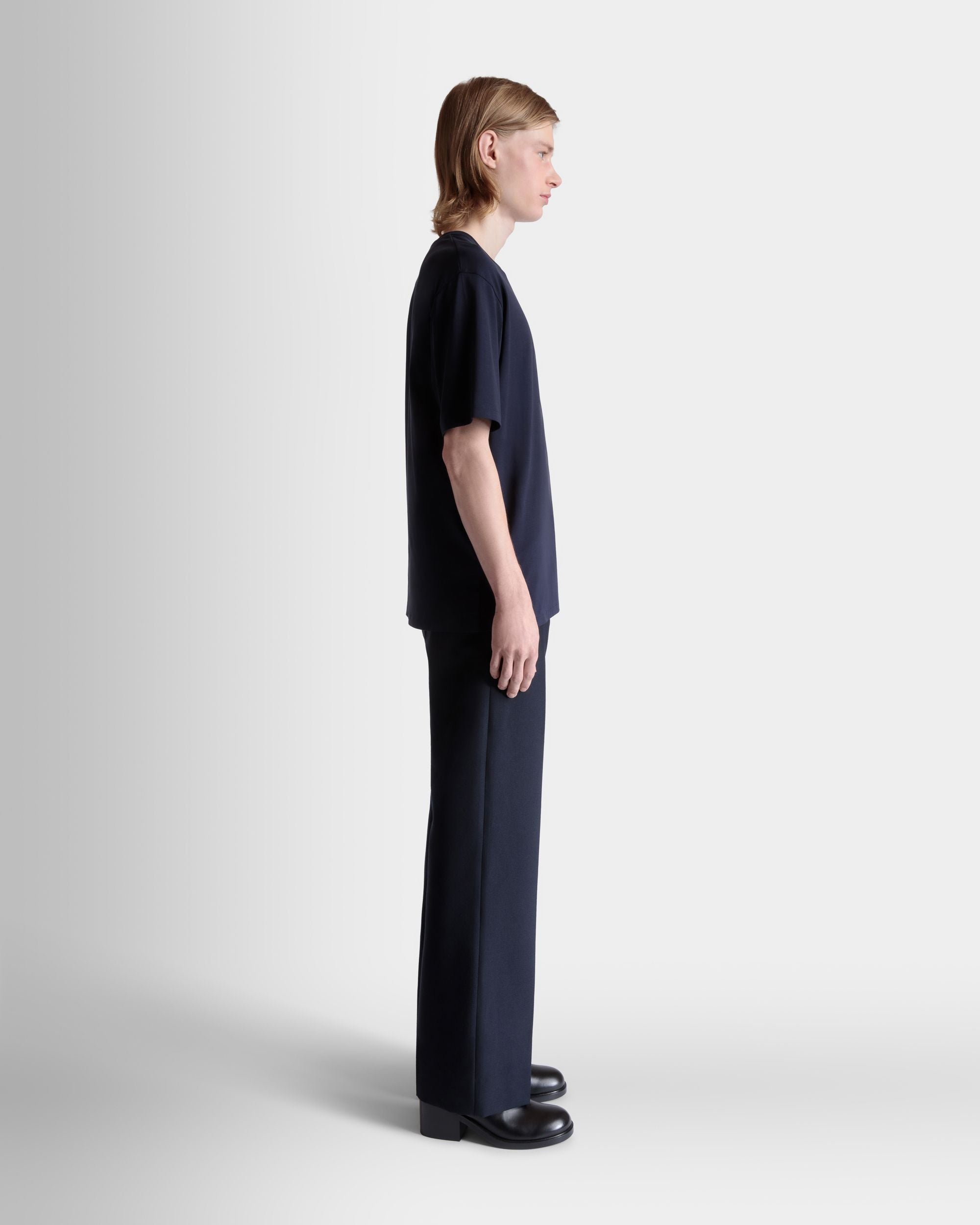Bally Global - T-Shirt With Enchanting Mushrooms in Navy Blue Cotton - Blue