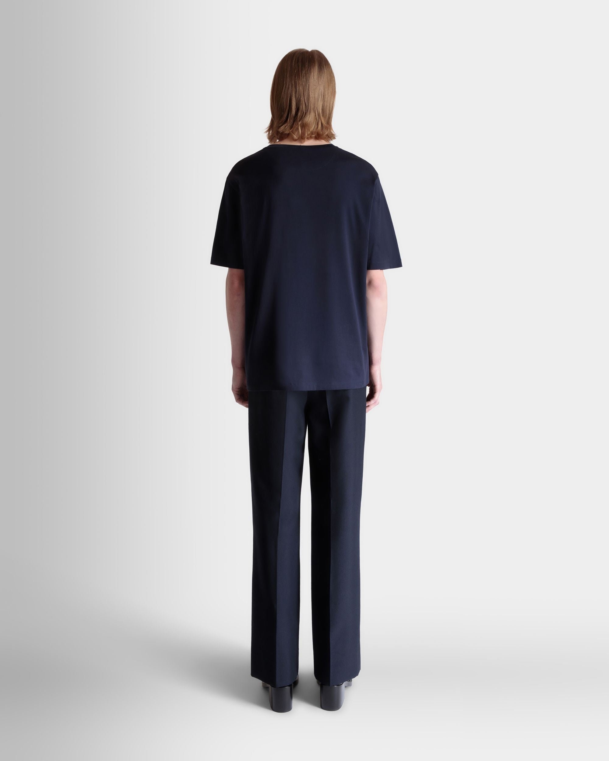 Bally Global - T-Shirt With Enchanting Mushrooms in Navy Blue Cotton - Blue