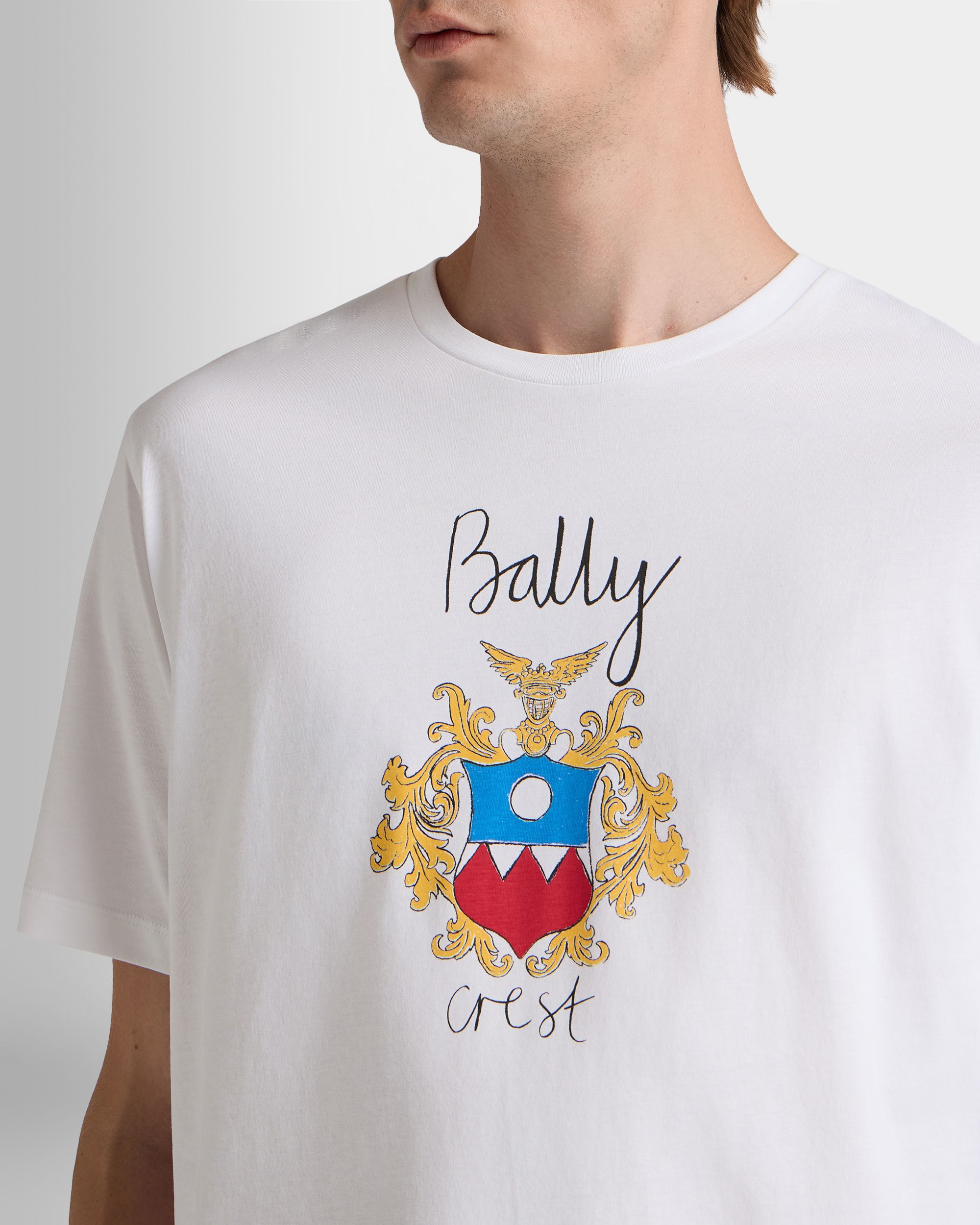 Bally Global - T-Shirt En Coton Blanc Avec Écusson Bally Crest - Blanc